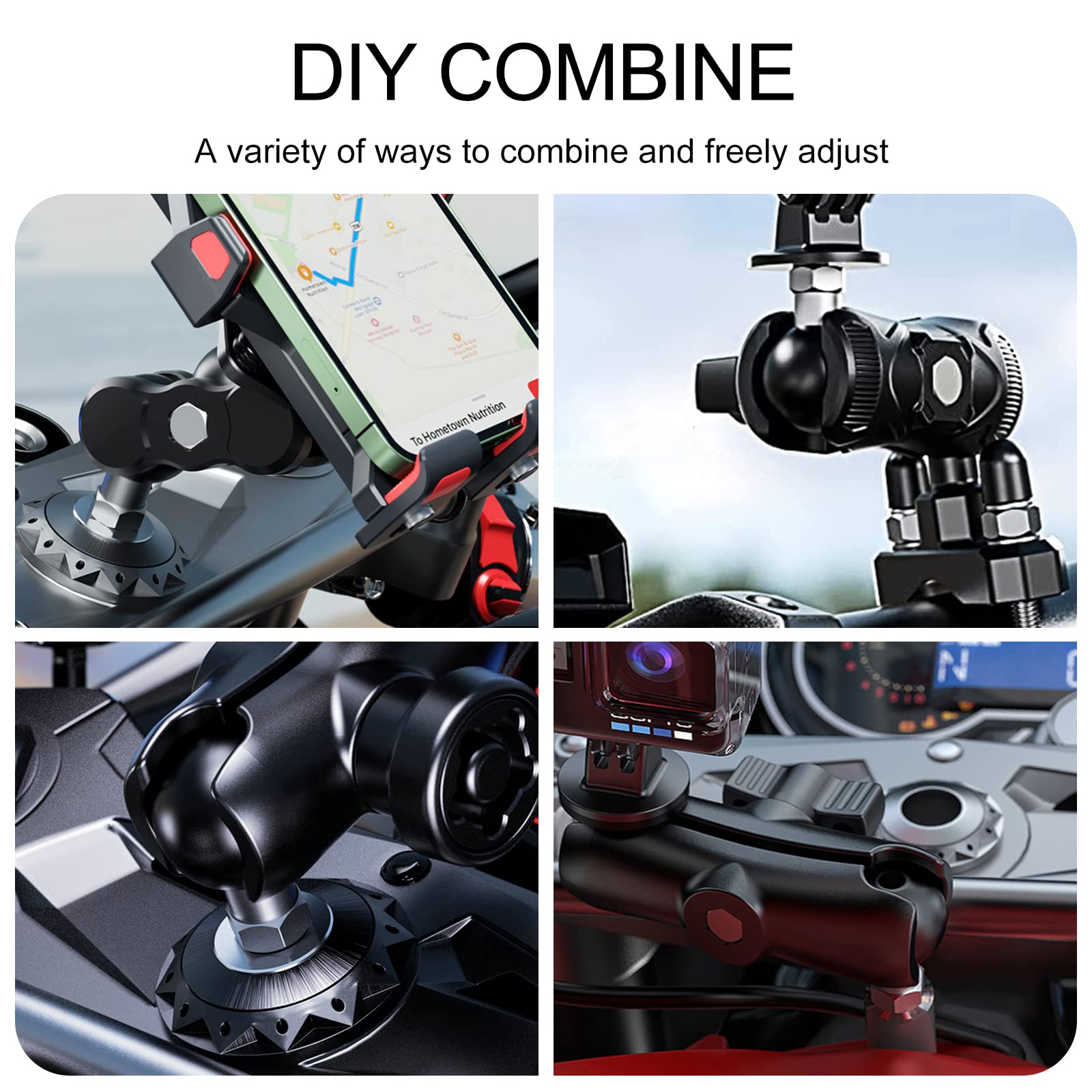 Ihytoon 1 Inch Ball Mount Adapter Threaded Post M8X1.25Mm Compatible With Ram Mounts For Action Camera Tripod Ball Adapter Bike