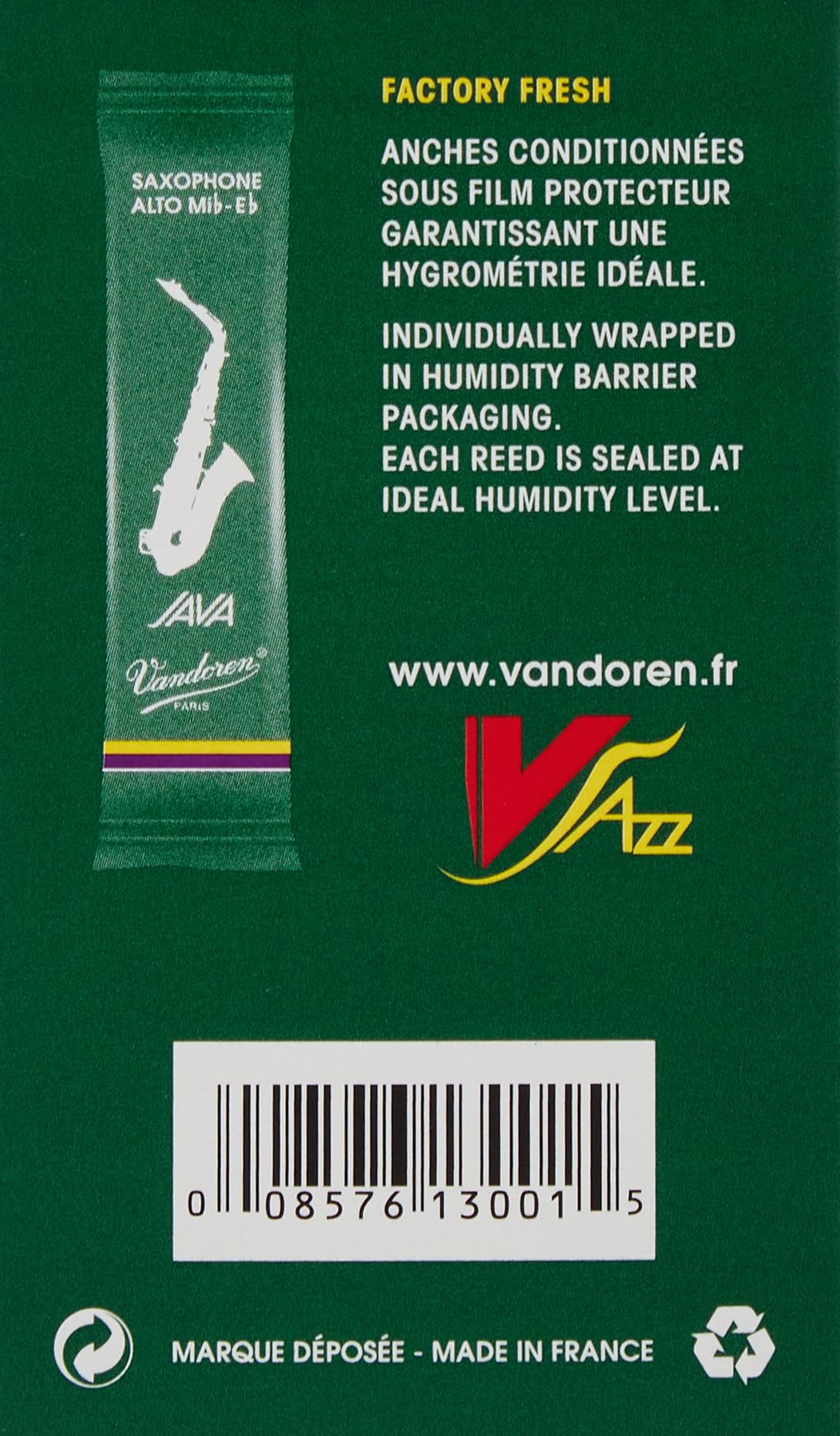 Vandoren Sr2615 Alto Sax Java Reeds Strength 1.5; Box Of 10