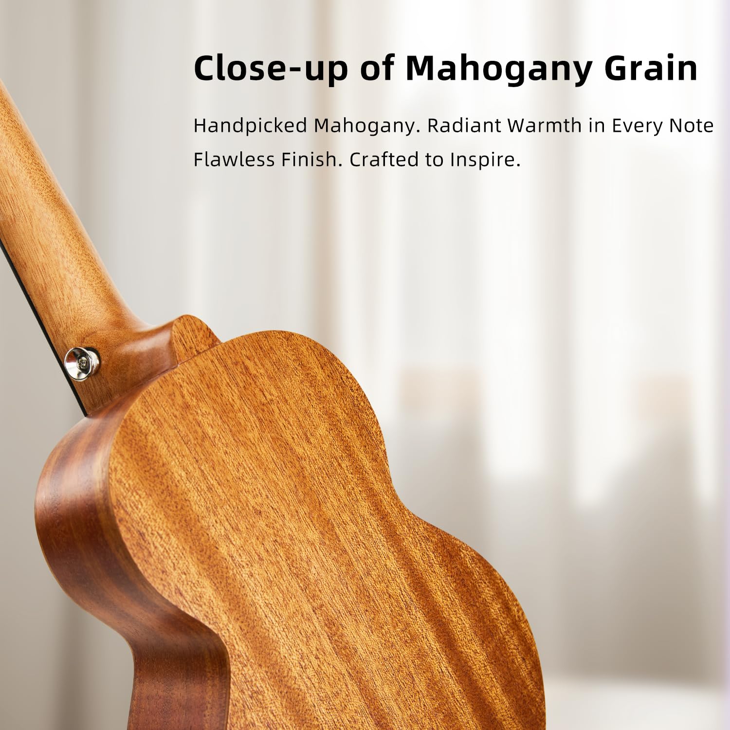 Tom 17 Inch Solid Mahogany Mini Ukulele - Professional Travel-Friendly Ukelele For Beginners, Kids & Adults, Beginner Kit With F