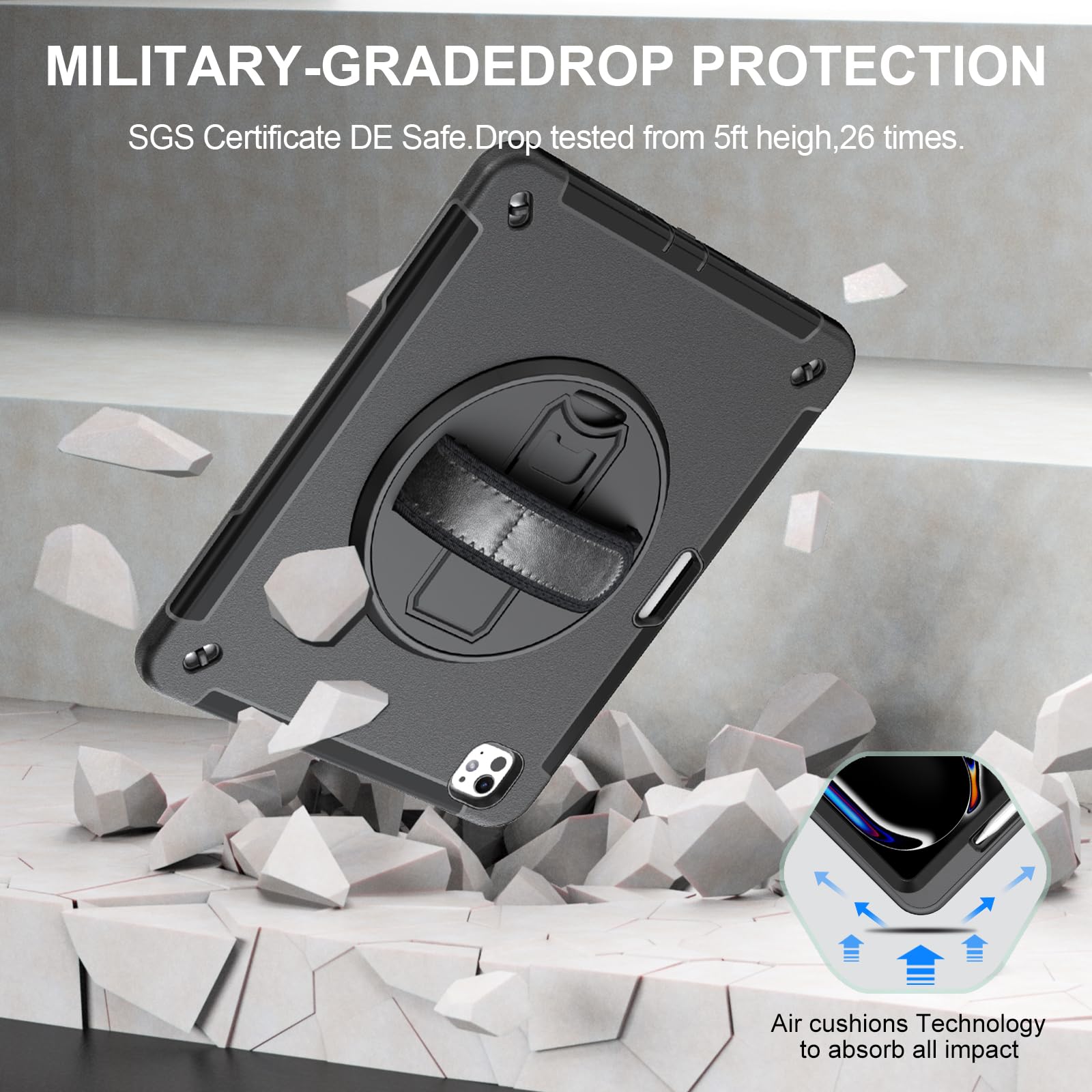 Miesherk Case For Ipad Pro 13 Inch, Military Grade Heavy Duty Shockproof Ipad 13 M4 Case (2024, 7Th Generation)   Screen Protect