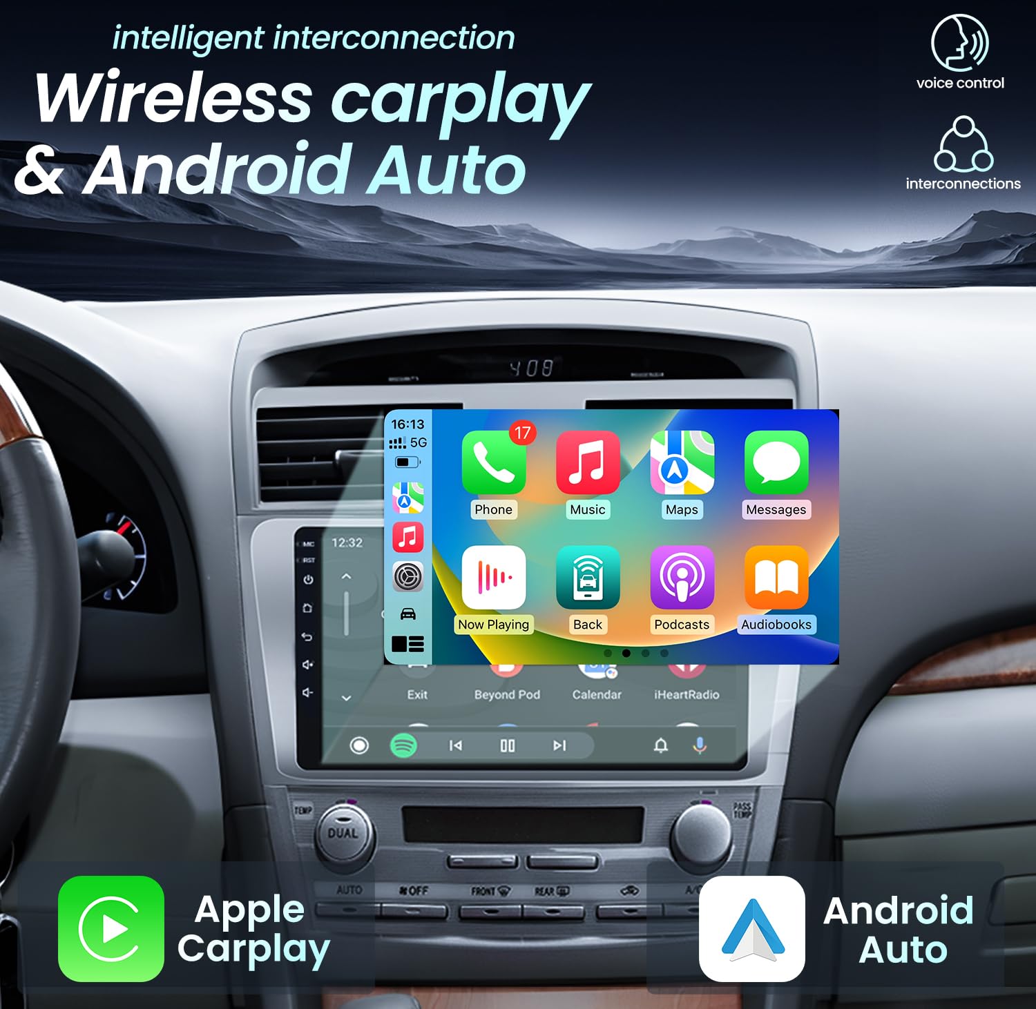 1280X800P 5G Wifi (2G+32G) Android 12 Car Stereo For Toyota Camry 2006 2011, 9 Inches Ips Hd Touch Screen Car Radio Wireless Car