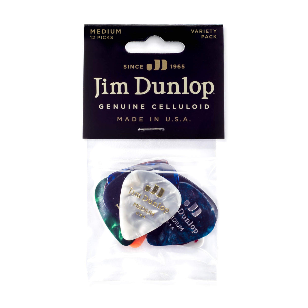 Dunlop Celluloid Variety Pack Medium Guitar Picks, 12 Pack