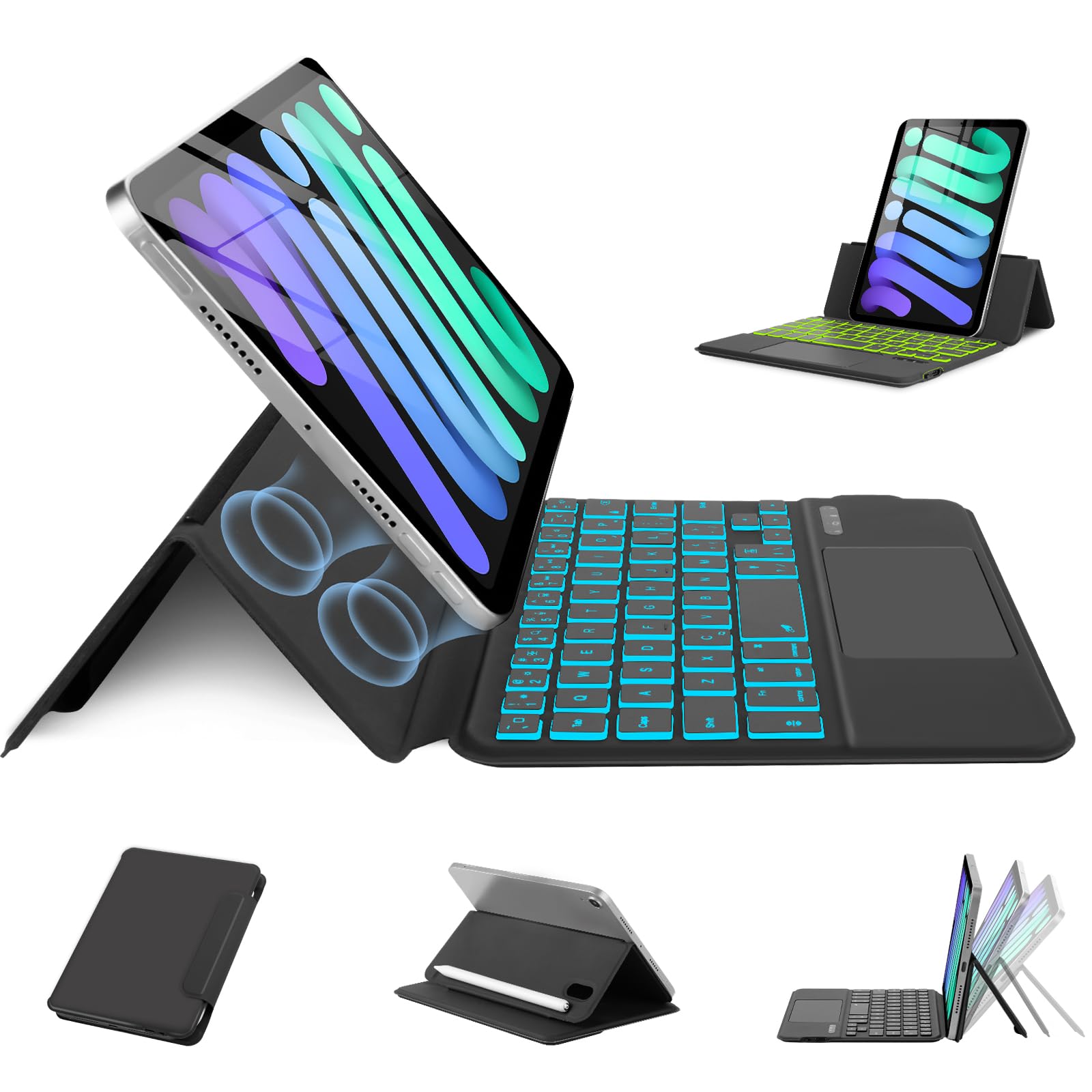 MePadKey Magic Touchpad Keyboard Case for iPad mini 7 (2024)/Mini 6 (2021) 8.3 inch, Slim Magnetic Folio with Type-C 7Colors Bac