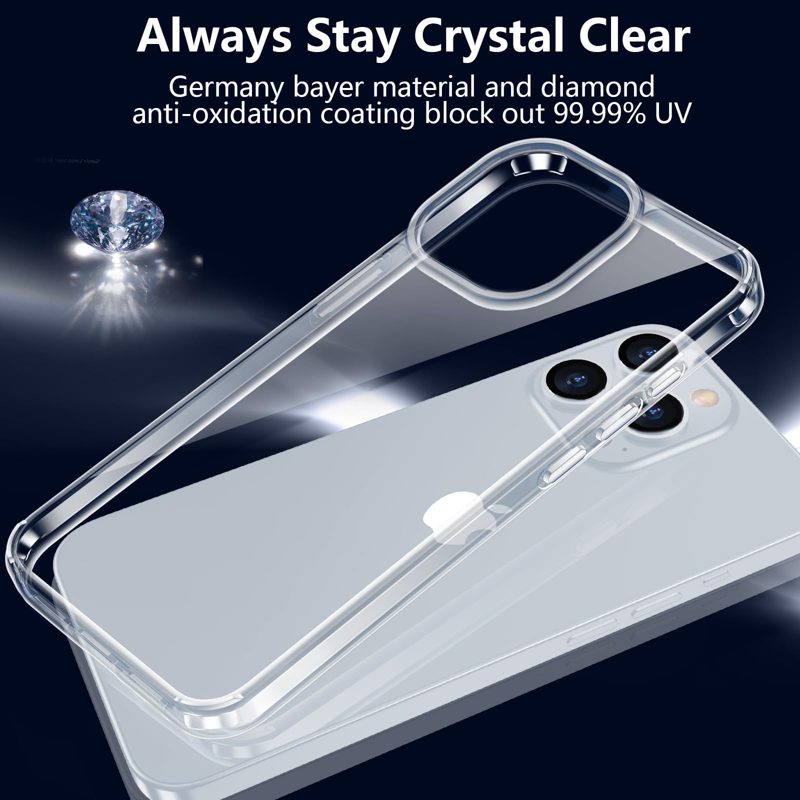 Jaroco For Iphone 15 Pro Case 6.1 Inch, Anti Yellowing Shockproof Phone Bumper Cover, Anti Scratch Clear