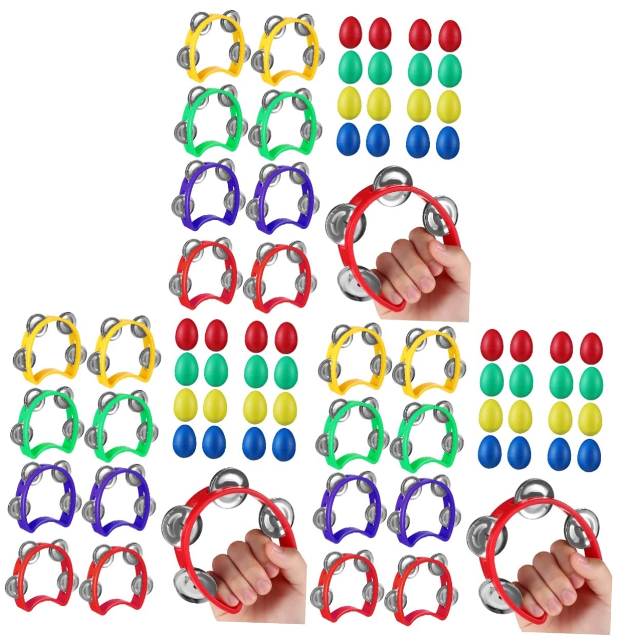 EXCLUZO 3 Sets Four Bell Circle Handbells for Kids Instruments for Bulk for Kids Percussion Eggs Kids Egg Maracas Hand Bell for 
