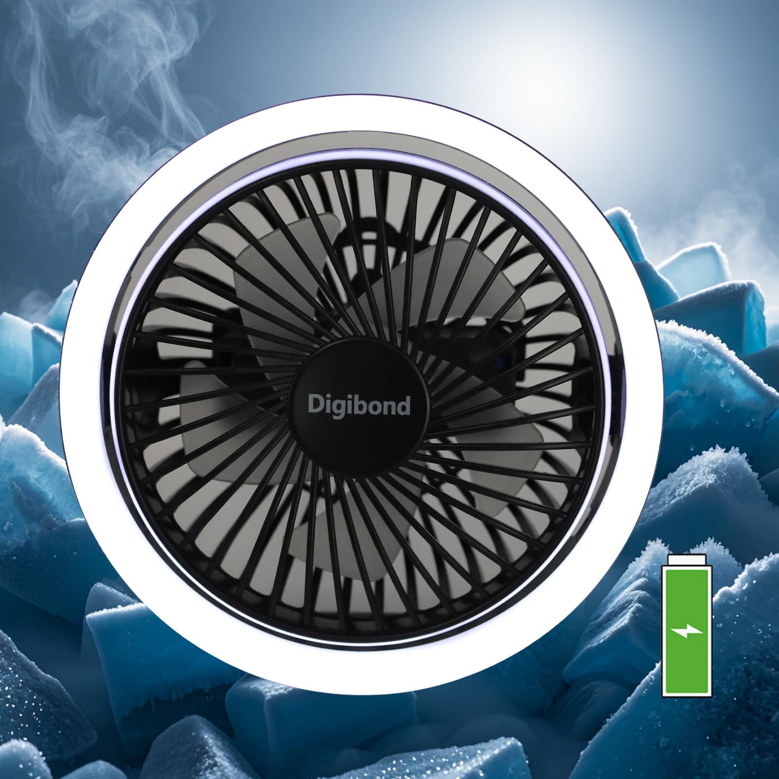 Digibond Mini Desk Fan, Battery Powered Fan, 3 Speed 5.3In Strong Airflow Quiet Small Fans For Bedroom With Led Night Light Air