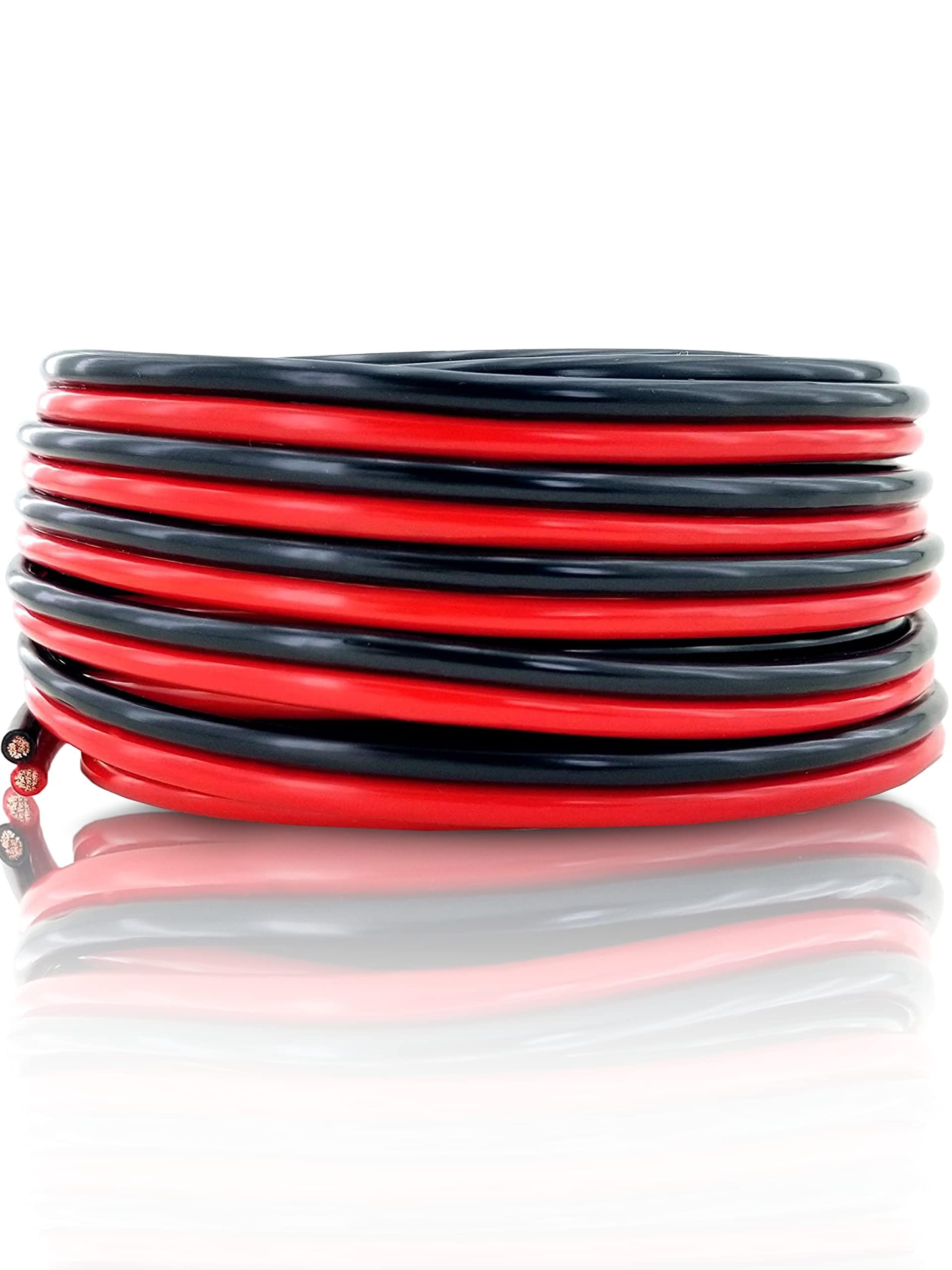 Gs Power 100% Copper 10 Awg (American Wire Gauge) Ofc Wire. 25 Ft Red & 25 Ft Black Bonded Zip Cable For Car Audio Primary Remot