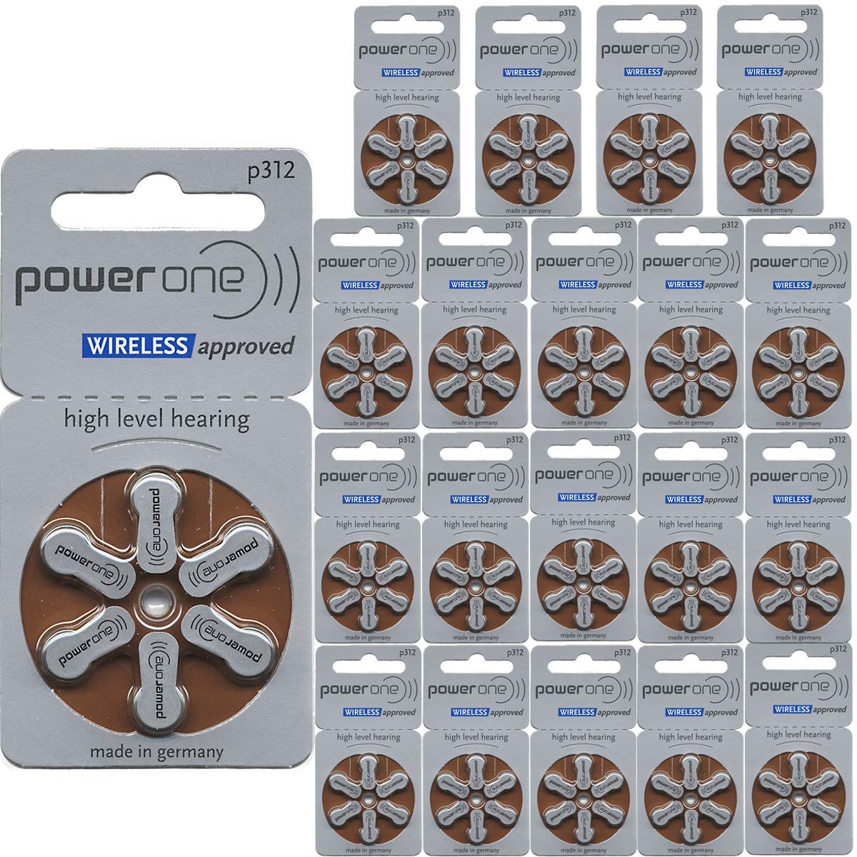 Power One Mercury Free Hearing Aid Batteries Size 312, 4 Pack Of 60 Batteries (240 Batteries)
