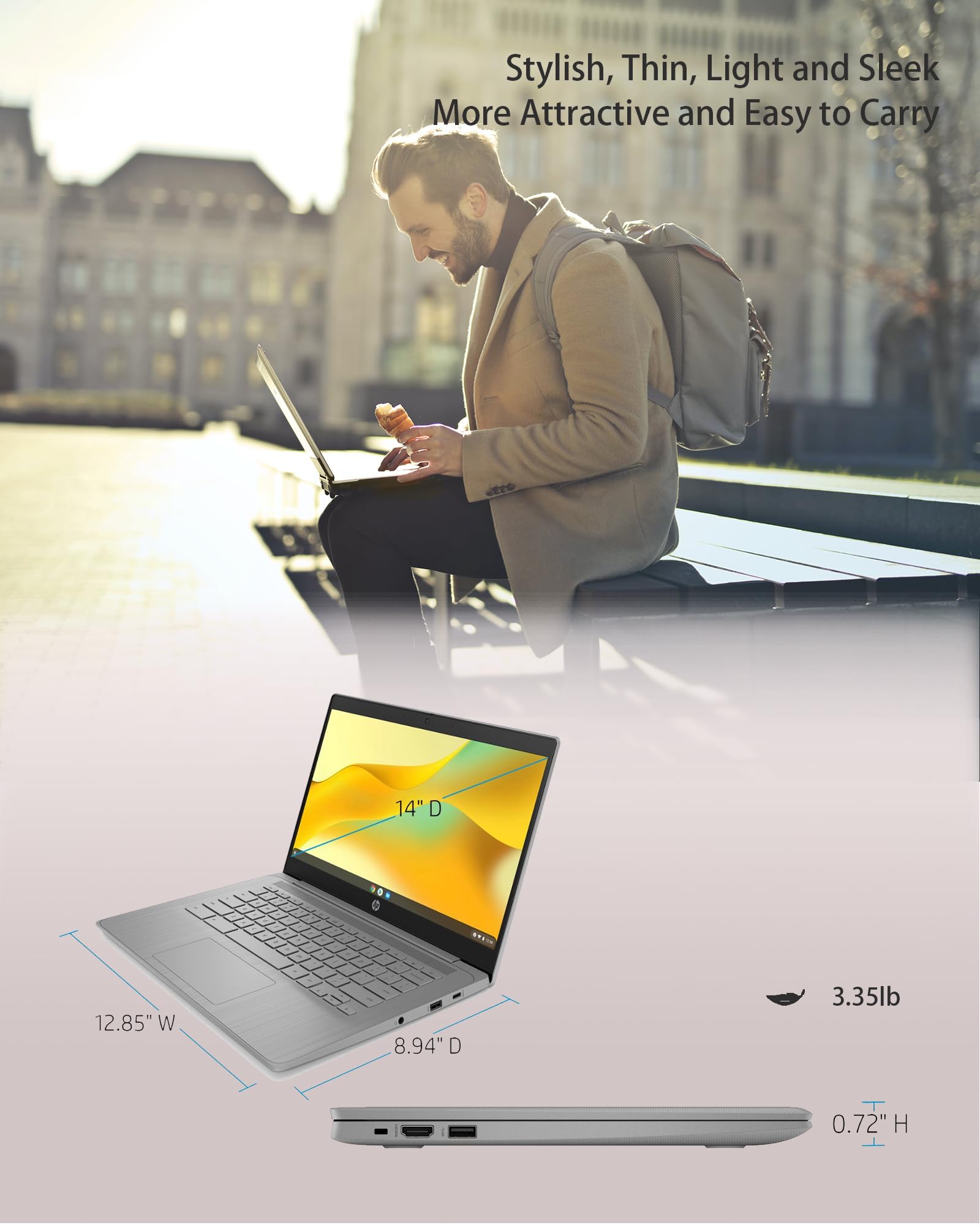 Hp Chromebook 14'' Hd Laptop Pc For College Students And Business, Chrome Os, Intel Celeron N4120 Processor, 4Gb Ram, 64Gb Stora