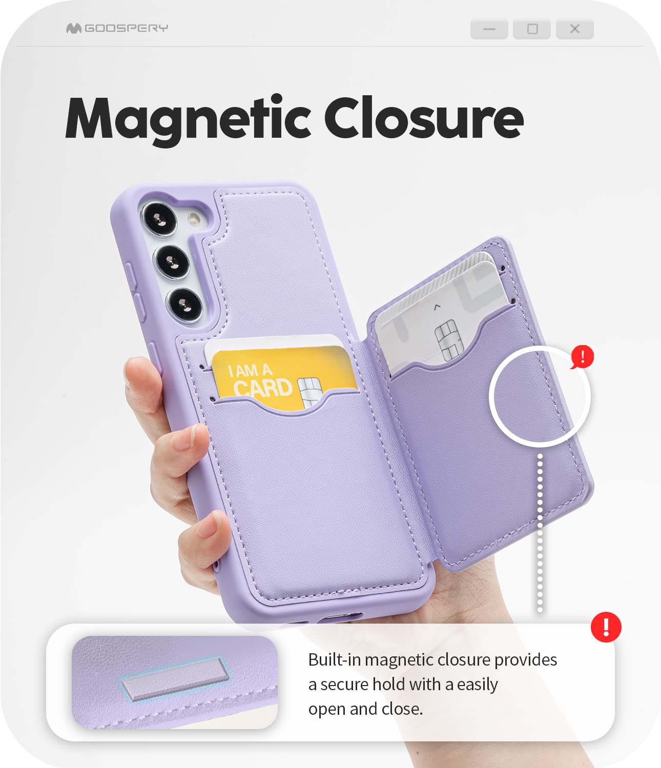 Goospery Galaxy S23 Plus Wallet Case   5 Card Holder, Slim Pu Leather, Magnetic Closure, Shockproof Full Cover   Lavender Purple
