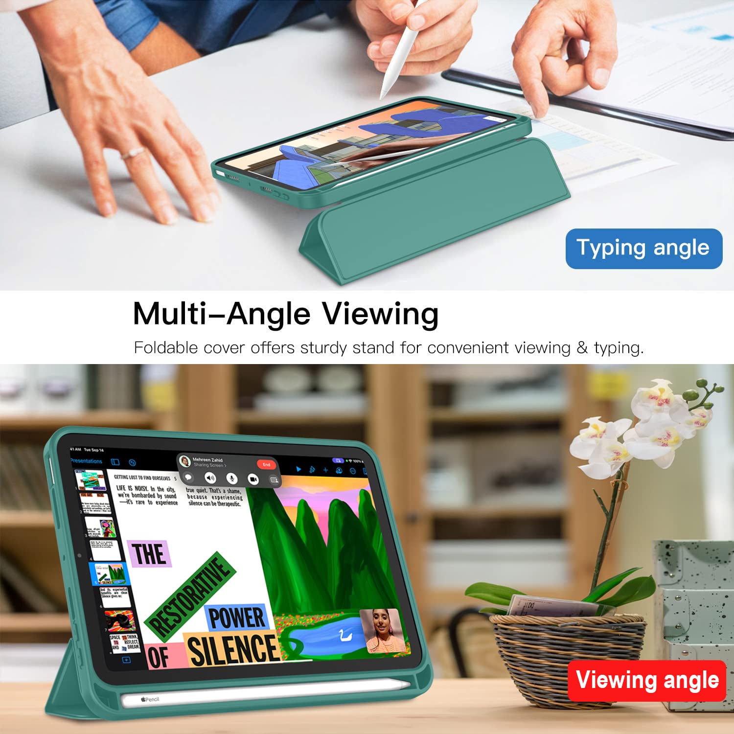 Imieet Ipad Mini 7 Case 2024 (A17 Pro), Ipad Mini 6 Case (8.3 Inch,2021 Model), Ipad Mini 7Th/6Th Generation Case With Pencil Holder, Trifold Stand Smart Case With Soft Tpu Back,Forest Green
