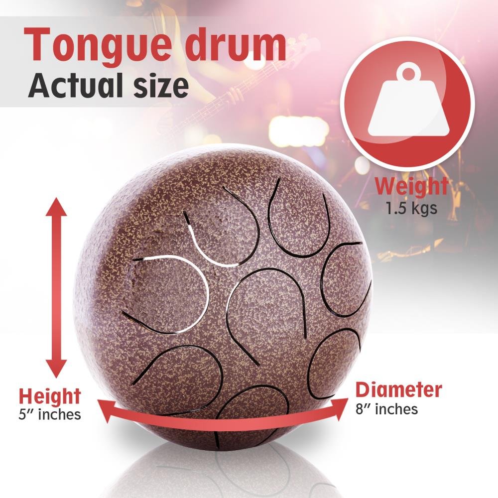 Pyle Professional Pan Drum, Steel Drum, Steel Pan Drum Music, Finger Steel Drums, Jamaican Drum, Harmonic Handpan, Includes Rubb