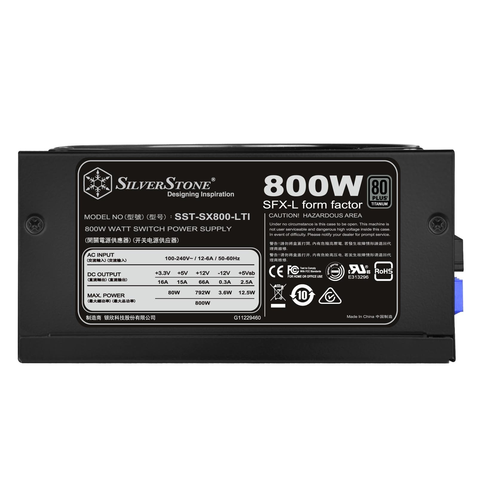 Silverstone Sx800 Lti V1.2, 80 Plus Titanium 800W Fully Modular Sfx L Power Supply, Sst Sx800 Lti X