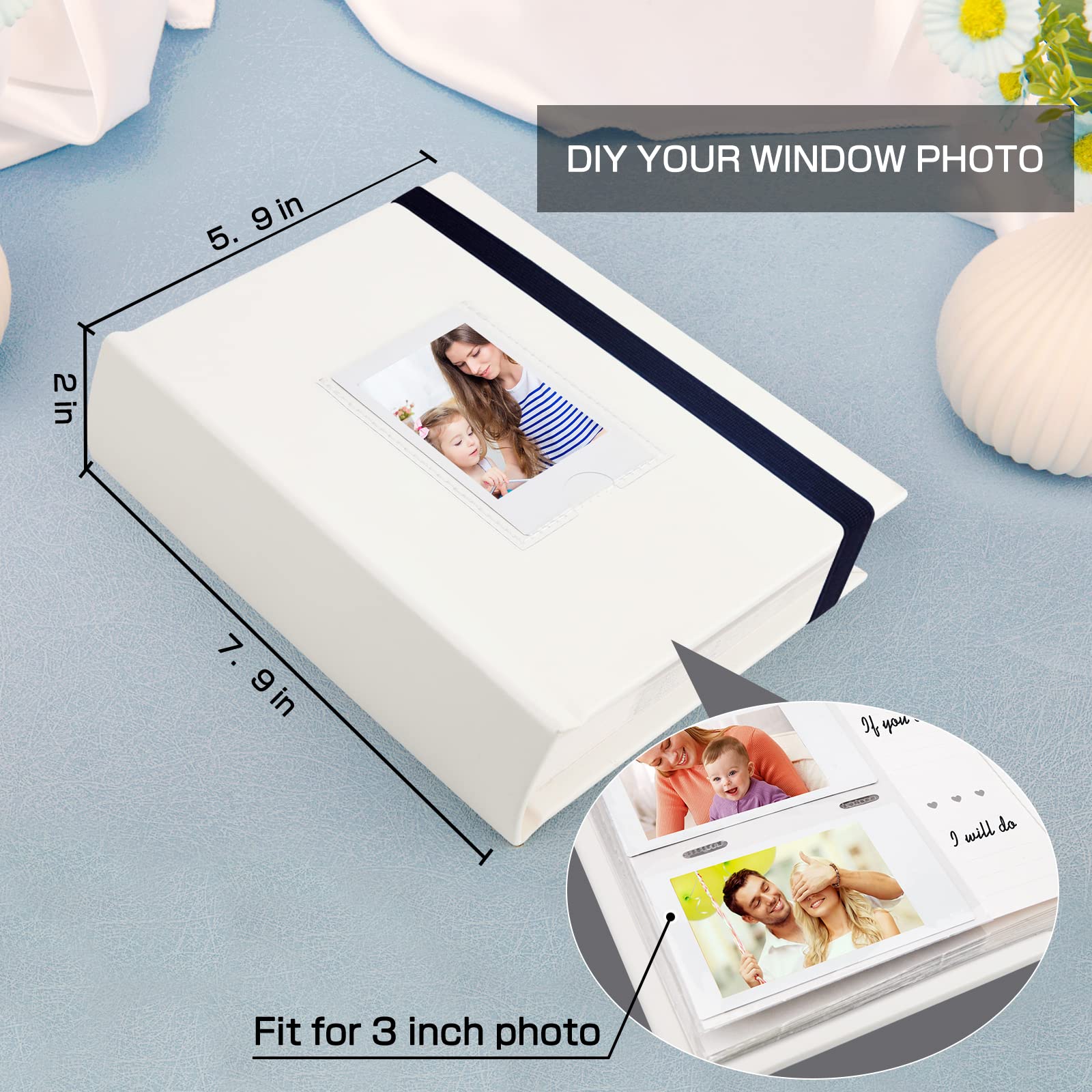 Photo Album For Fujifilm Instax Mini Camera, 180 Pockets Mini Album With Memo Areas, 2X3 Photo Album For Polaroid Mini Camera, Fujifilm Instax Mini 1112 9 8 40 Evo Instant Camera, White