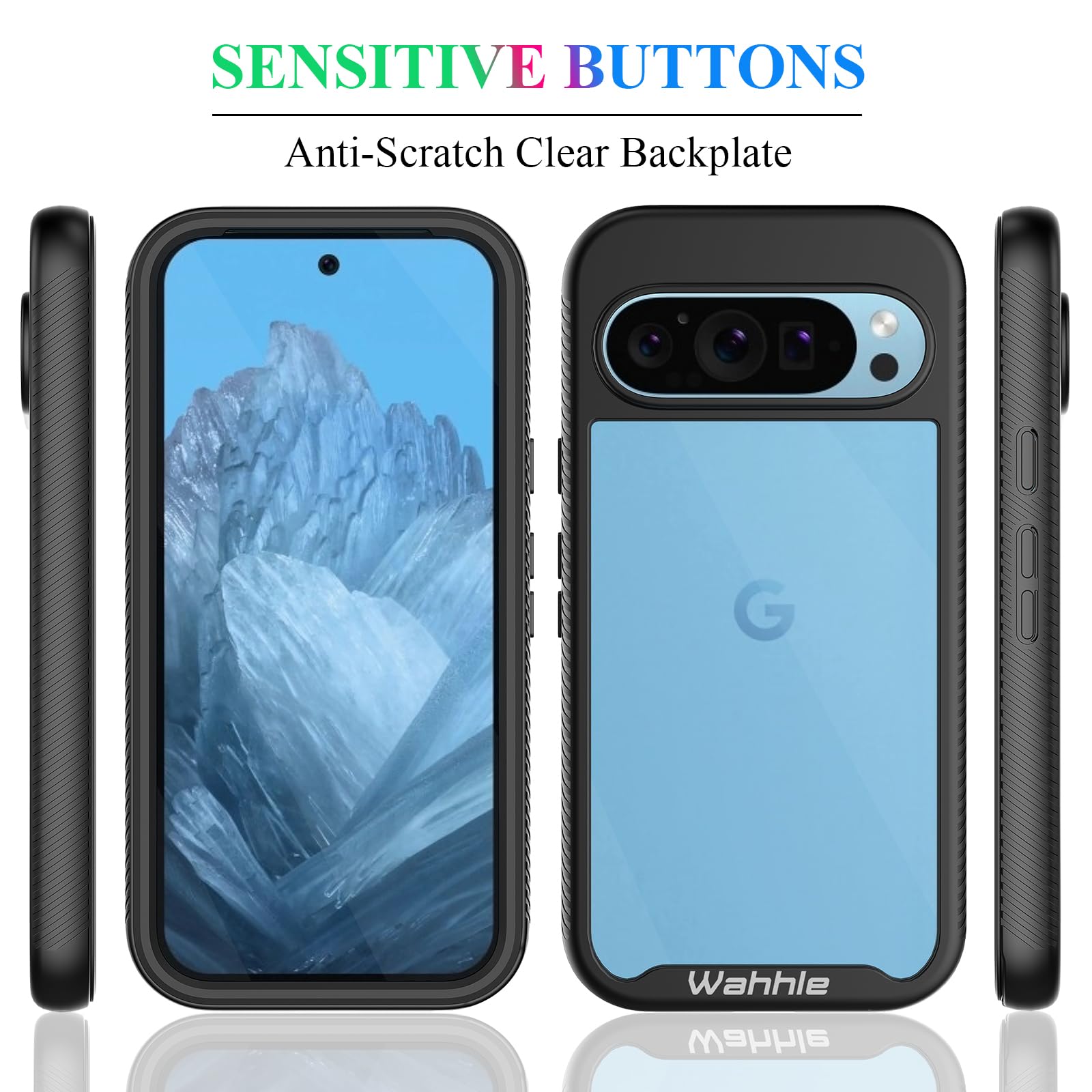 Wahhle Compatible With Google Pixel 9/9 Pro Case, Built In Screen Protector Full Body Shockproof Slim Fit Bumper Protective Phon