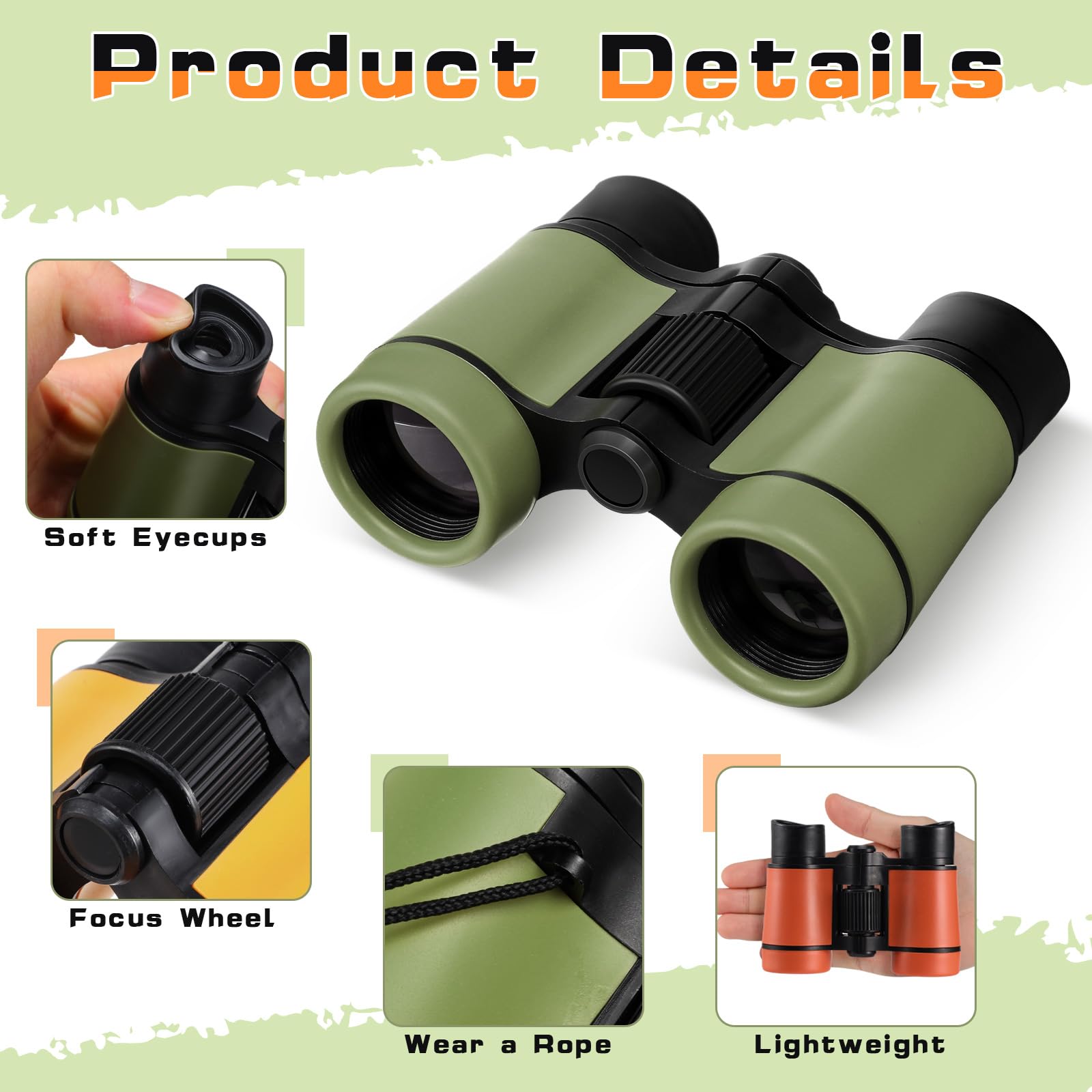 Foilswirl 6 Pack Kid Binoculars Shockproof Mini Compact Binoculars Toys For Boys Girls Small Folding Telescope For Bird Watching