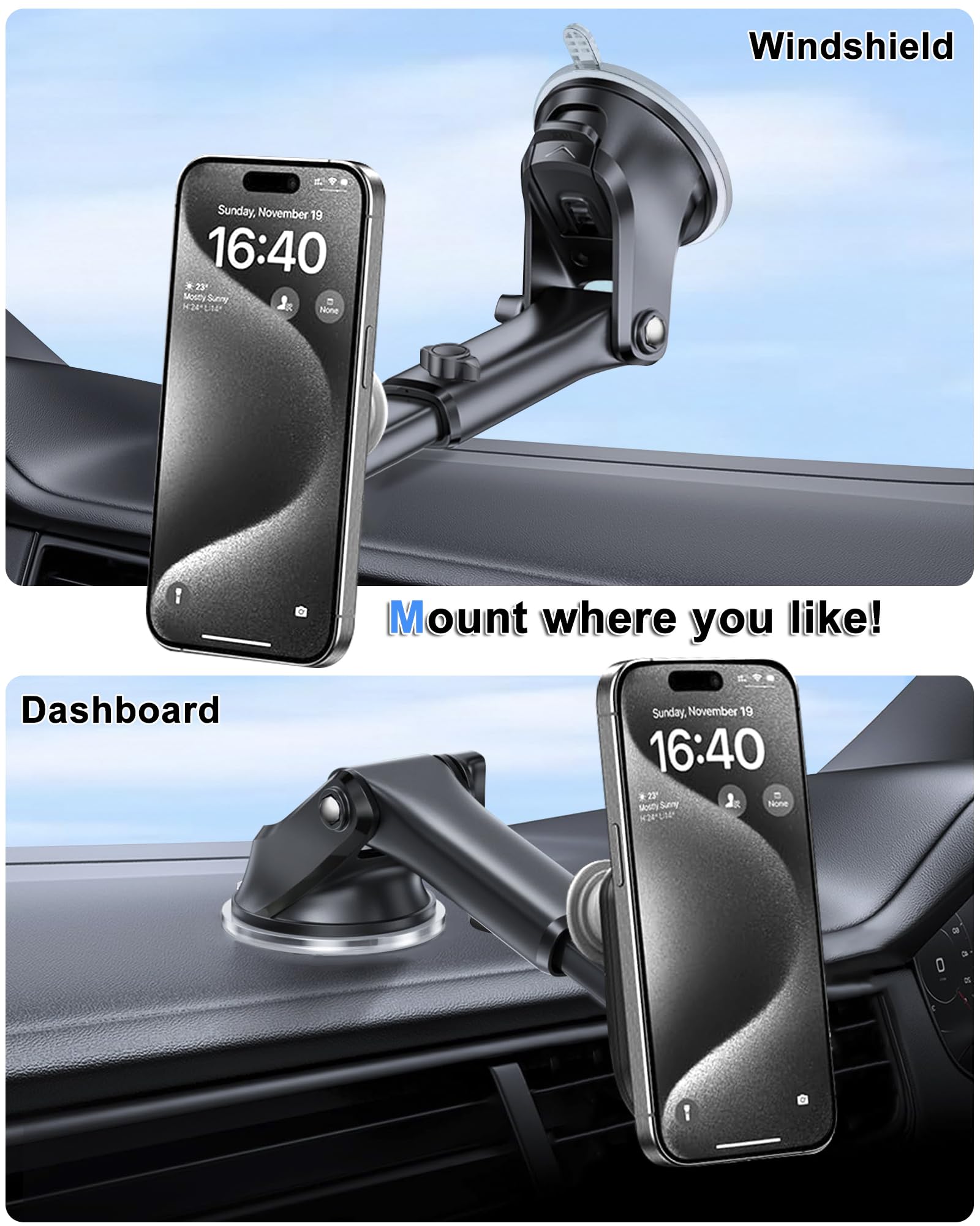 Jctriway Car Mount For Pop Socket, Dashboard Windshield Car Phone Holder Compatible With Popsocket, Powerful Suction Cup Car Pho