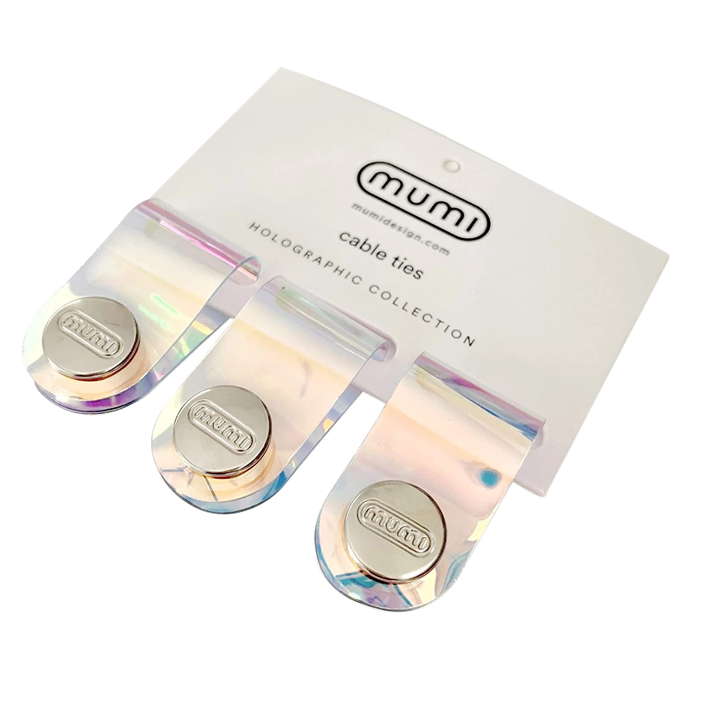 Mumi Holographic Cord Organizer   Cable Organizer   Stylish Cable Ties   Cord Wrap Cable Management   3.1 X 0.78 Inches Cable St