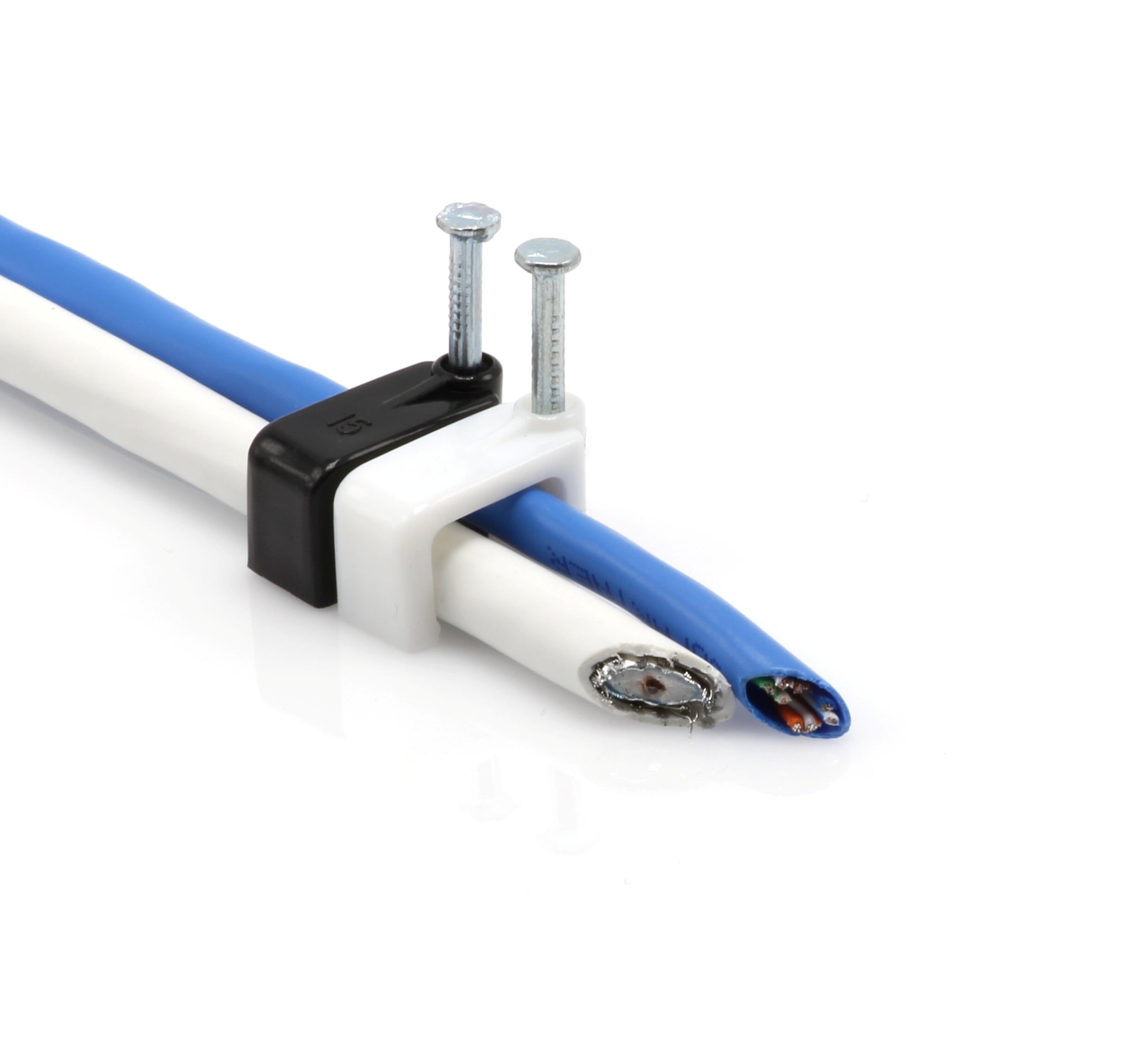 The Cimple Co   Dual, Twin, Or Siamese Coaxial Cable Clips, Cat6, Electrical Wire Cable Clip, 1/2 In Nail Clip And Fastener, Whi