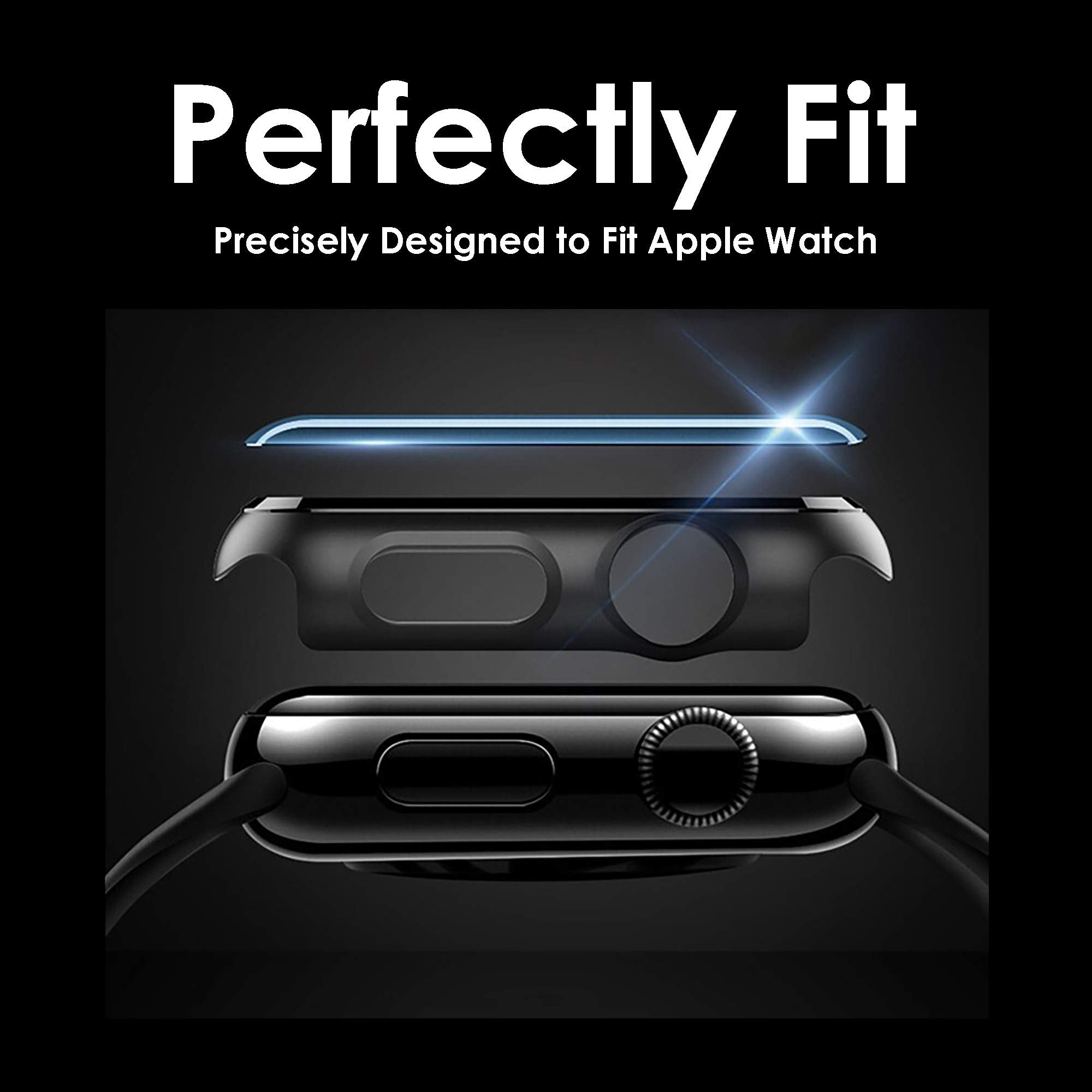 Pokanic [2 Pack Compatible With Apple Watch 9 8 7 6 5 4 3 2 1 Se Series Iwatch 9H Tempered Glass Case Full Screen Protector Cove
