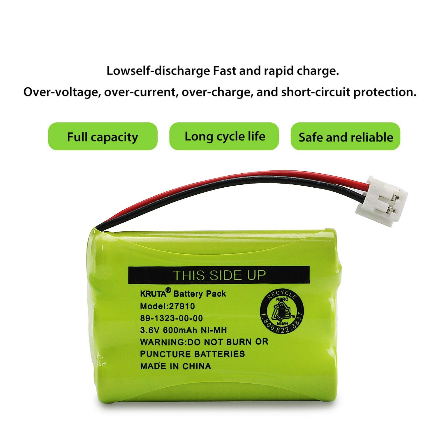 Kruta 27910 Cordless Telephone Battery Compatible With At&T 89 1323 00 0 Motorola Sd 7501 Radioshack 23 959 23 894 Ni Mh 3.6V(Pack 2)