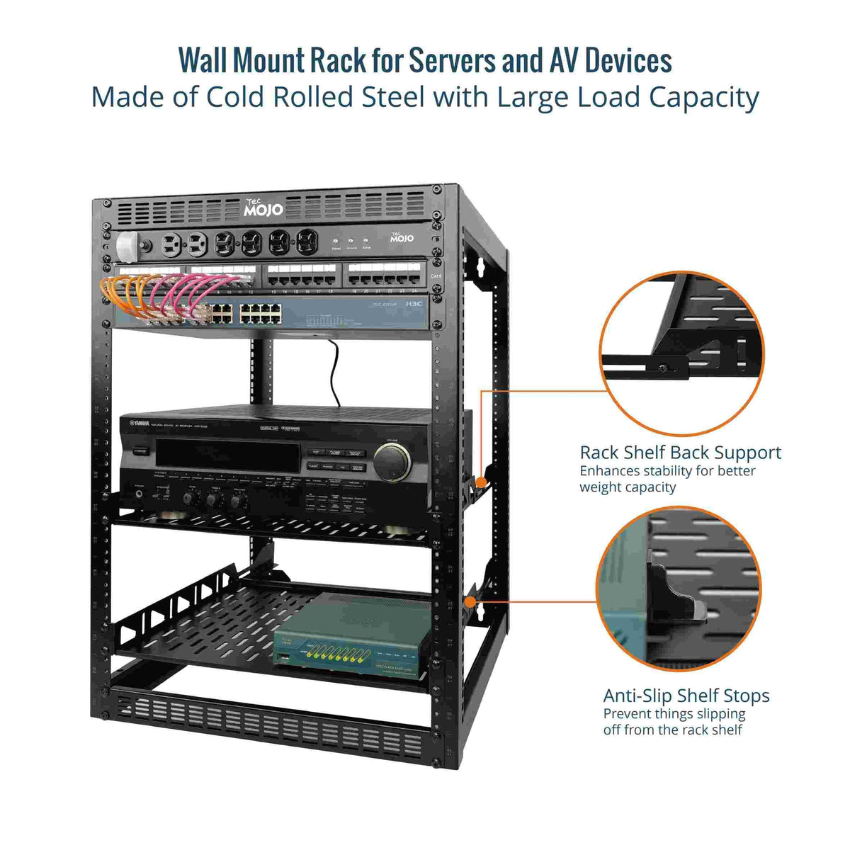 Tecmojo 16U Open Frame Rack For Servers & Av Gear,Server Rack Floor St ...
