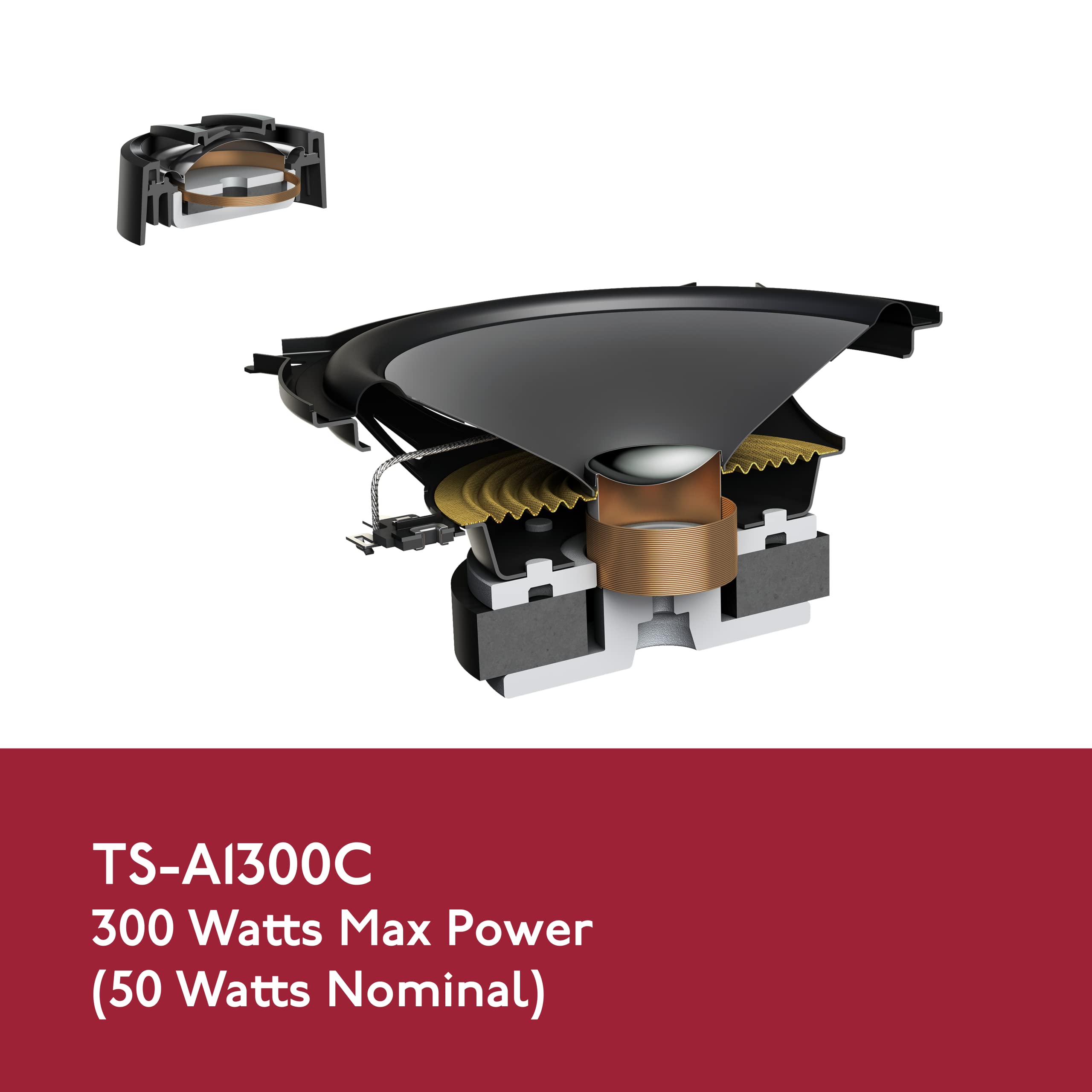 Pioneer Ts-A1300C A Series 5-1/4 300 W Max Power, Carbon/Mica-Reinforced Impp Cone, 20Mm Pi Tweeter - Component Speakers (Pair)