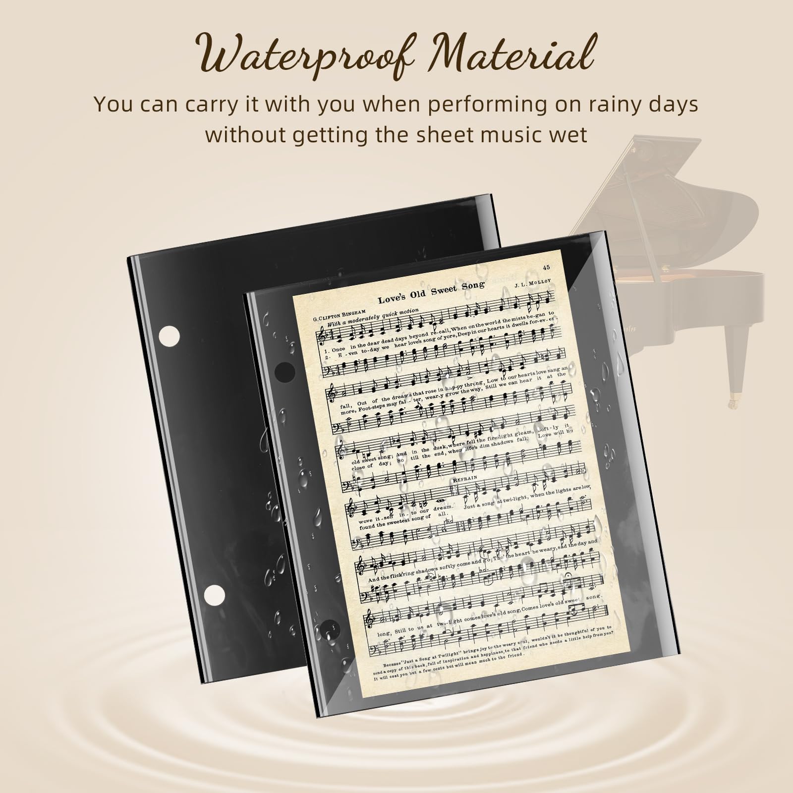 12 Pieces Black Flip Folio Marching Band Music Files Holder Flip Folder Pages Sheet 7.3 X 6.3 Inches Pvc Waterproof Window Pages