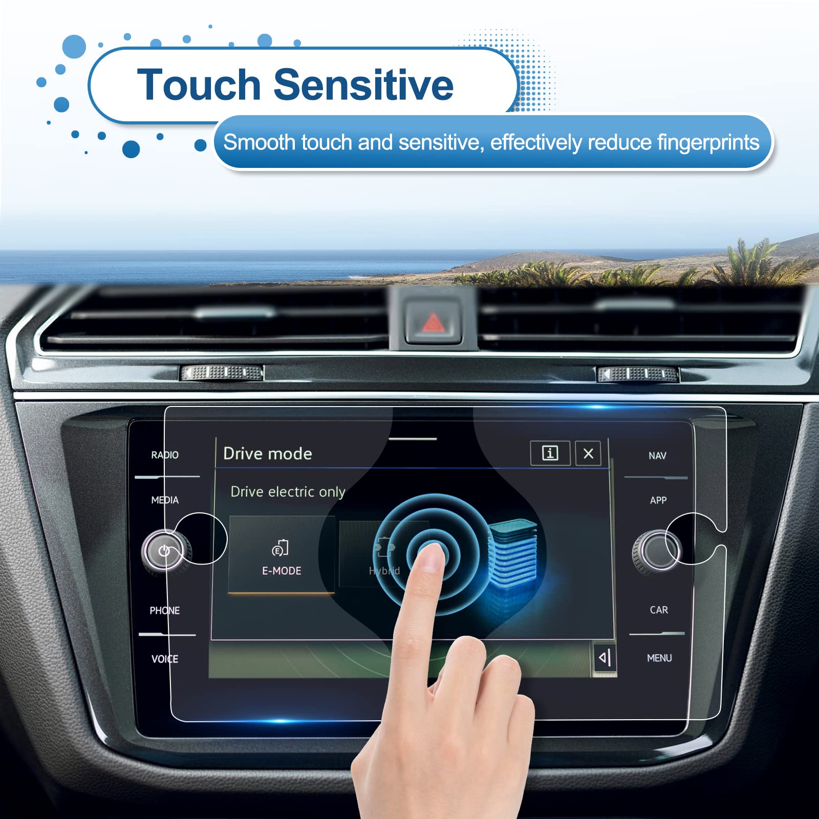 Coleya 2018 2023 2024 Tiguan Screen Protector For Tiguan (Se/Se R Line Black/Sel/Sel R Line) 8 Inch Touch Screen, 9H Hardness Te