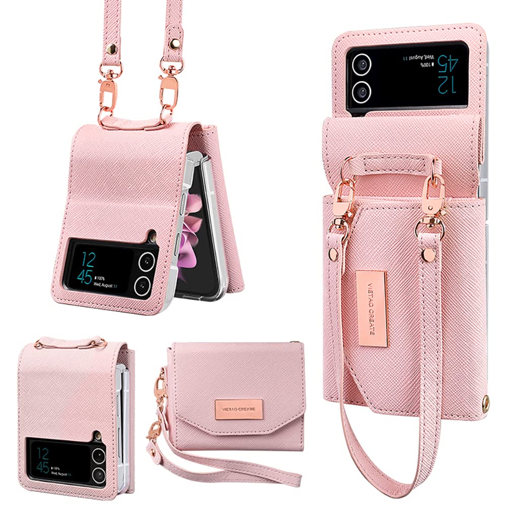Ydijcyan For Samsung Galaxy Z Flip 3 Case, Wristlet Straps Wallet Anti-Drop,Full Protection, Protective Case For Galaxy Z Flip 3