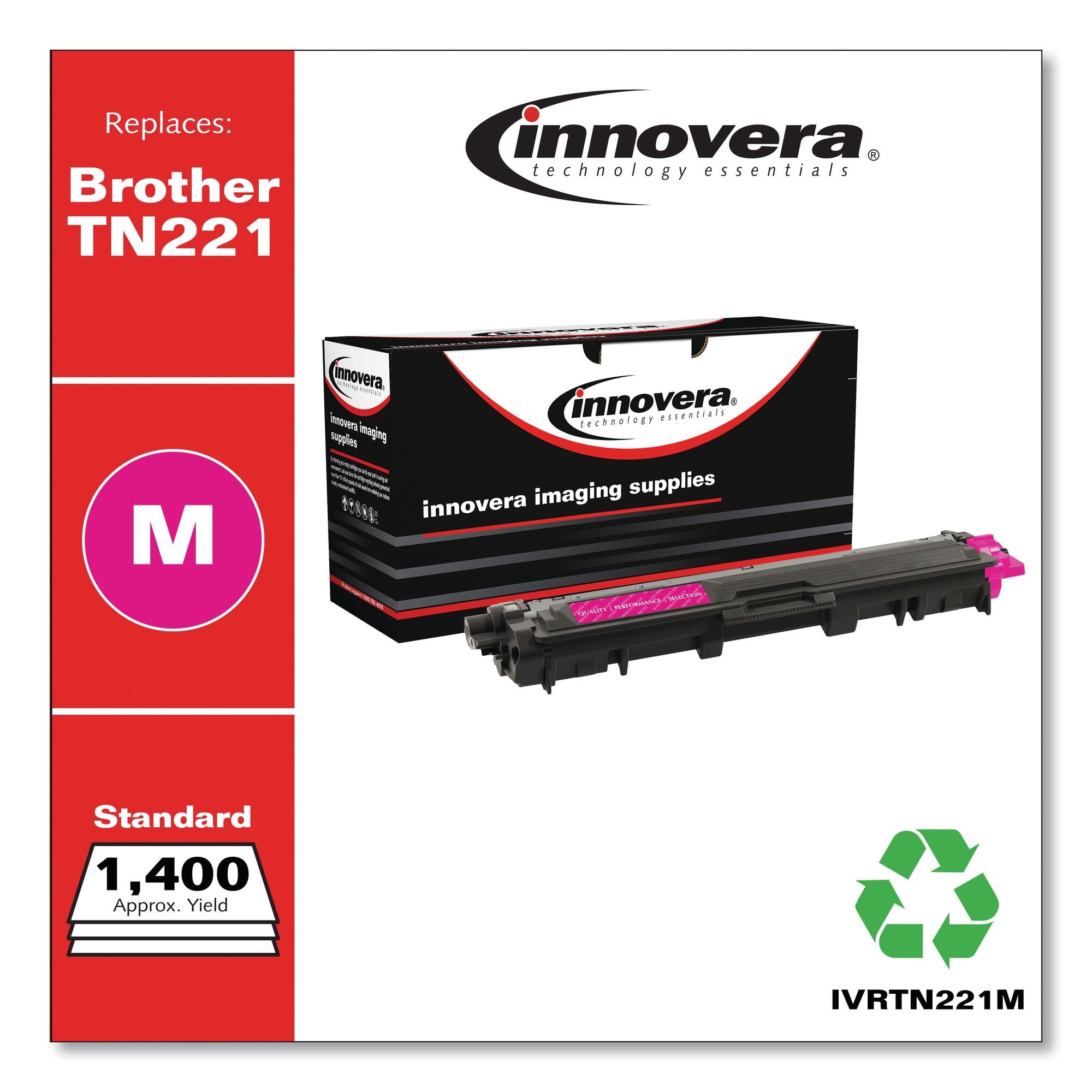 Innovera Ivrtn221M Remanufactured 1400 Page Yield Toner Replacement For Tn221M   Magenta