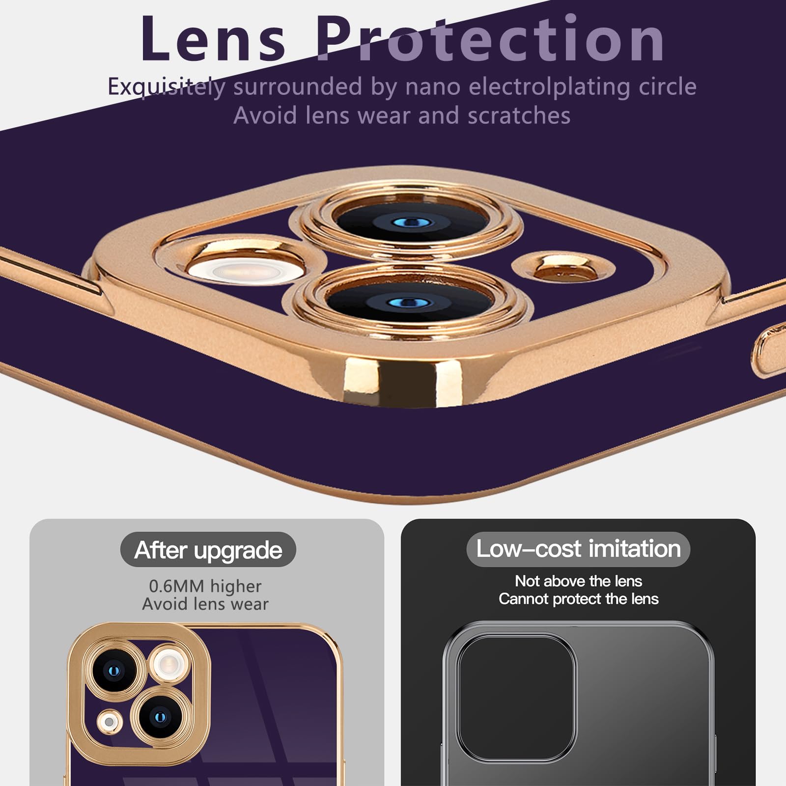 Lafunda Designed For Iphone 15 Plus Case Cute, Luxury Plating Case For Women Girls Gold Edge Soft Tpu Bumper Cover With Camera P