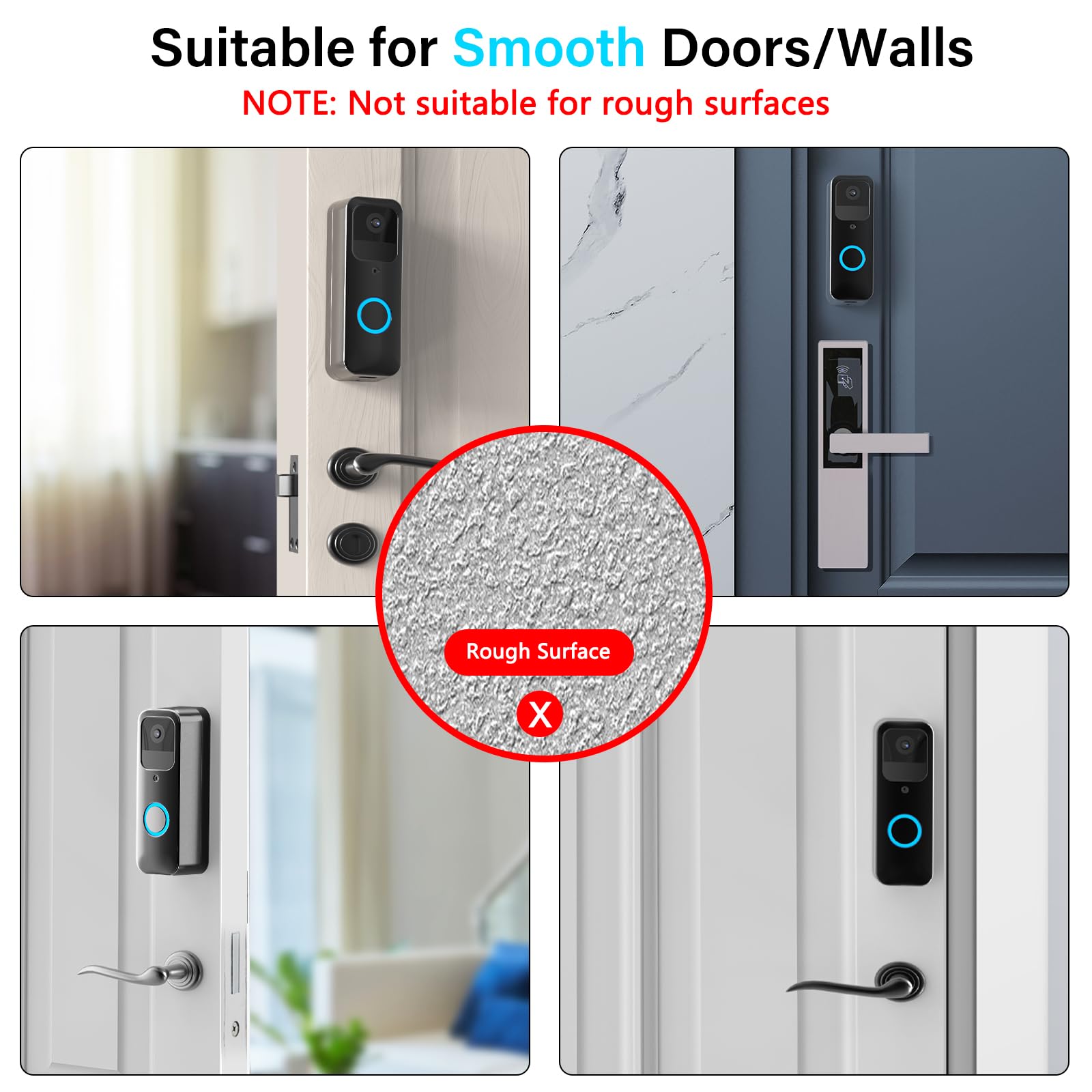 Locka Adhesive Blink Doorbell Mount, Full Metal No Drill Mounting Bracket For Blink Video Doorbell, No Block Motion And Camera S