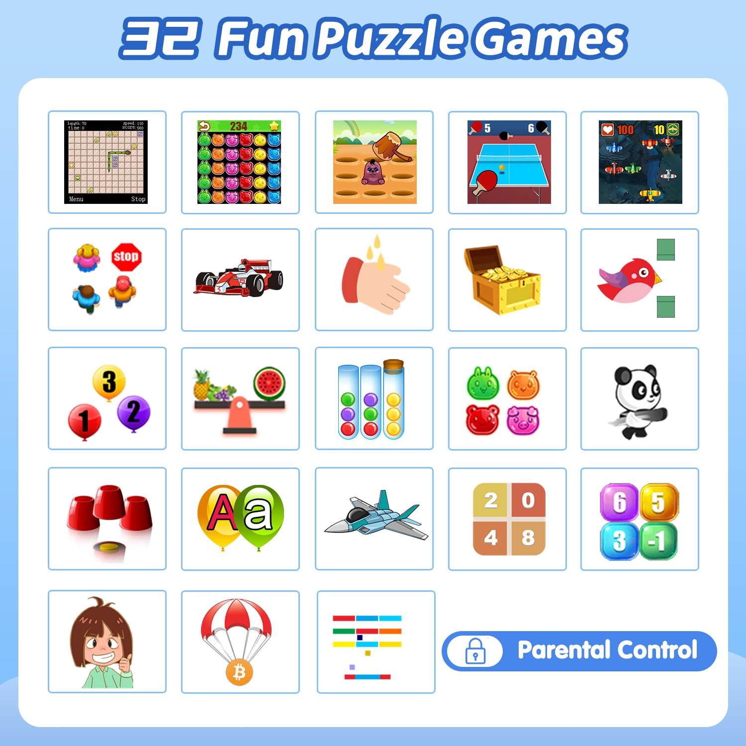 Kids Waterproof Smart Watch With 32 Games Hd Touchscreen Dual Camera Music Player Pedometer Flashlight Habit Tracking Storybook,