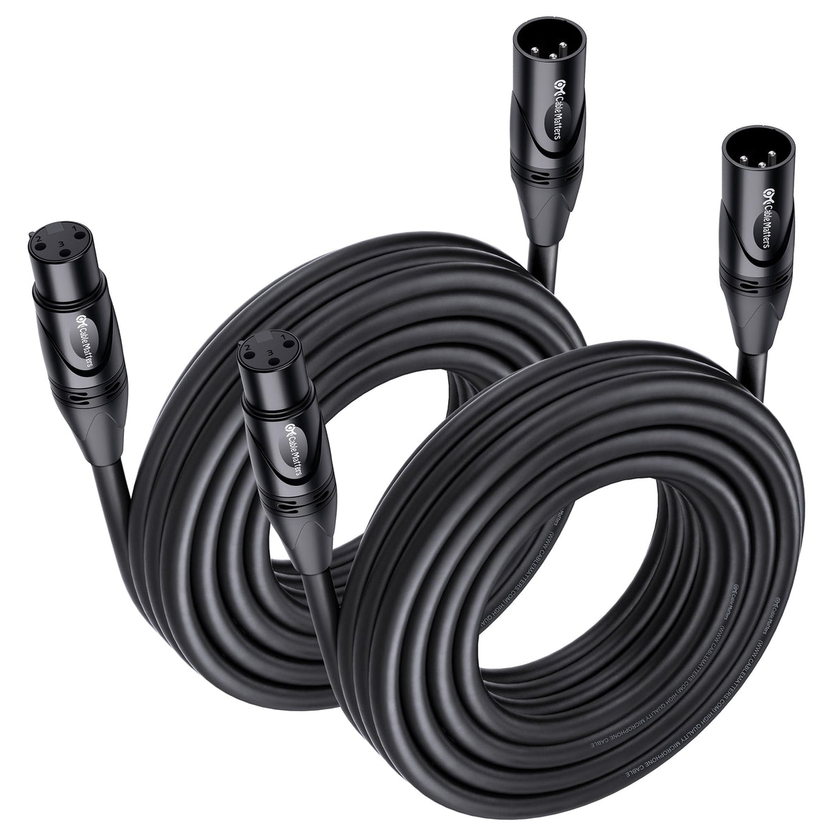 Cable Matters 2 Pack Premium Xlr To Xlr Cables, Xlr Microphone Cable 25 Feet, Oxygen Free Copper (Ofc) Xlr Male To Female Cord,
