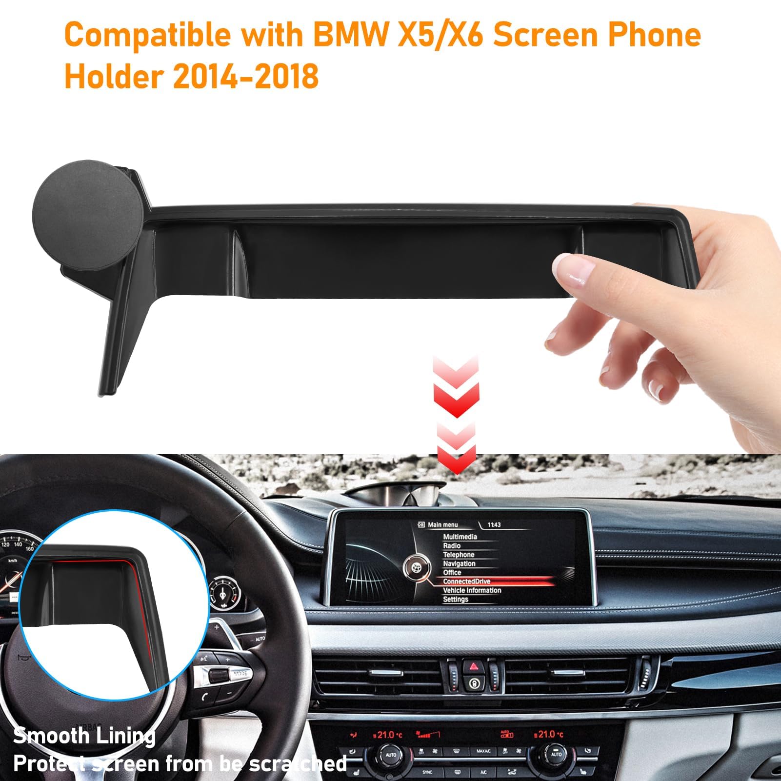 Apeser Compatible With Bmw X5 Screen Phone Mount 2014-2018/X6 2015-2019,F15/F16 Cell Phone Holder For 10.3 Inch Touch Screen,Mag