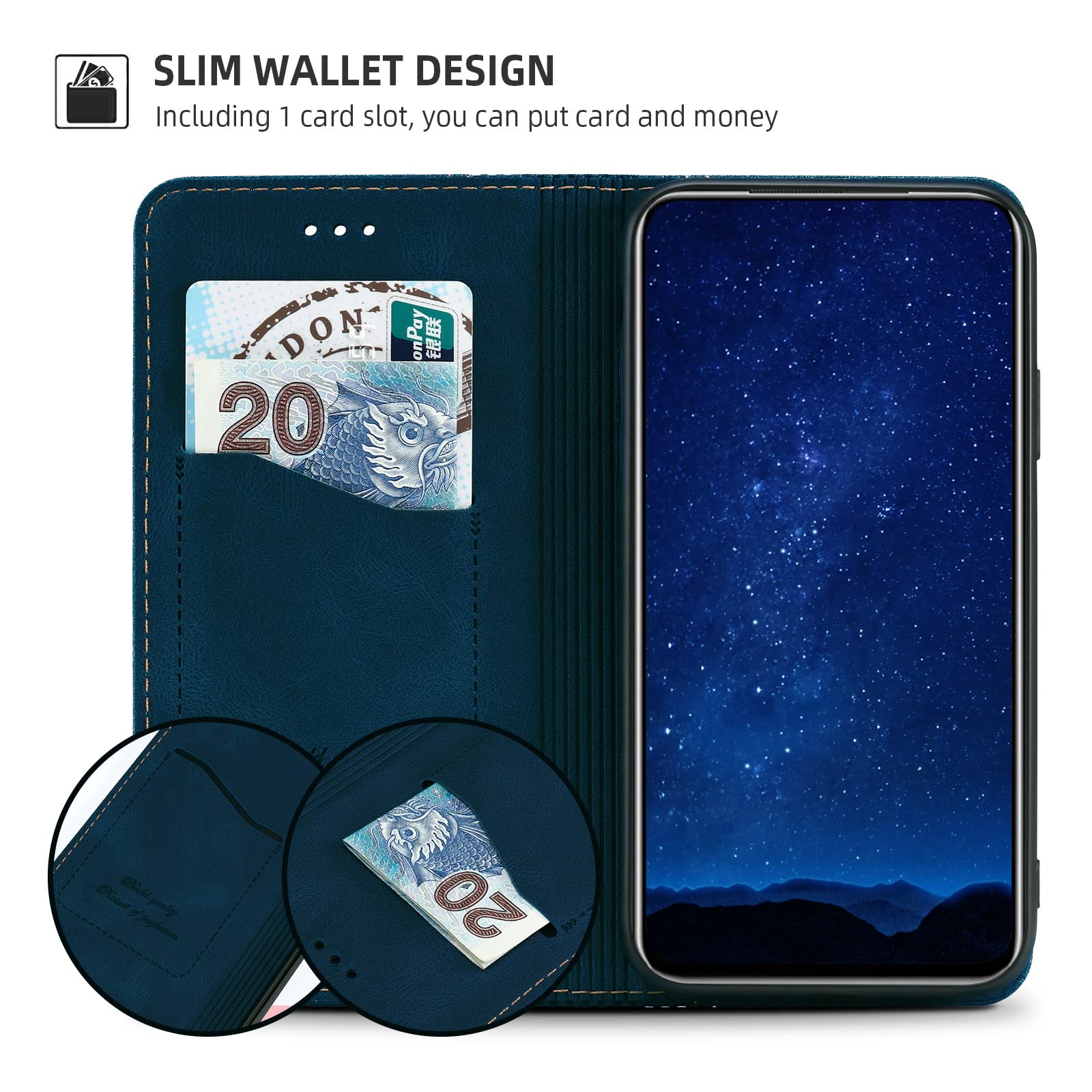 Akabeila For Oppo Reno 5 Lite Case Luxury Pu Leather Flip Case For Oppo A94/F19 Pro/Reno 5F Flip Folio Wallet Case Women Men Cov