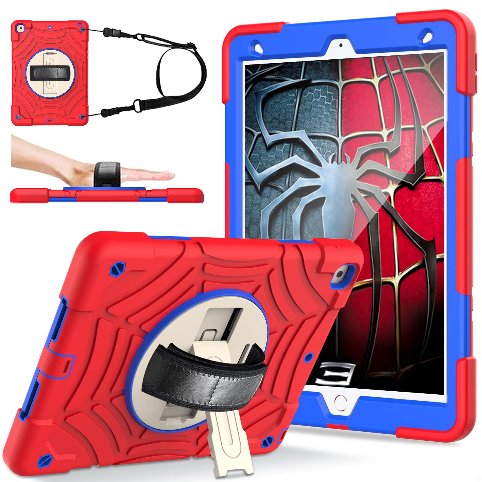 Ltrop Ipad 9Th/8Th/7Th Generation Case, Ipad 10.2 Case 2021/2020/2019, [Built In Screen Protector] [Shoulder Strap] [Swivel Kick