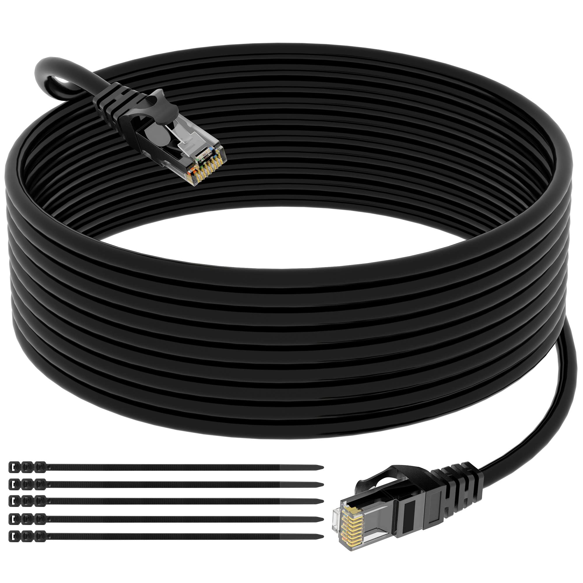 Elecan Cat 6 Outdoor Ethernet Cable 300 Ft, Heavy Duty Patch Cord Suppot Poe Cat6 Cat5E Cat 5E Cat5 Cat 5 High Speed Network Cab