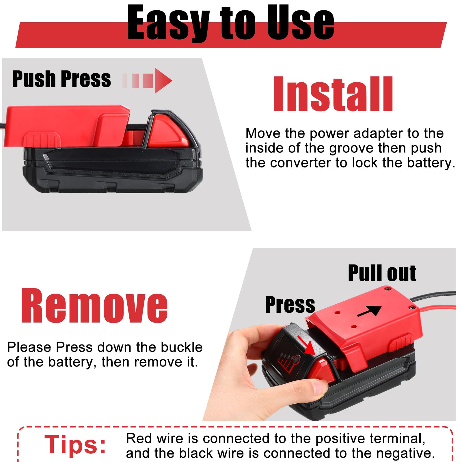 Pickmesh 4 Packs Wheels Adapter Compatible With Milwaukee/M18 18V Battery Adapter Converter Kit For Rc Car Robotics Rc Truck Diy