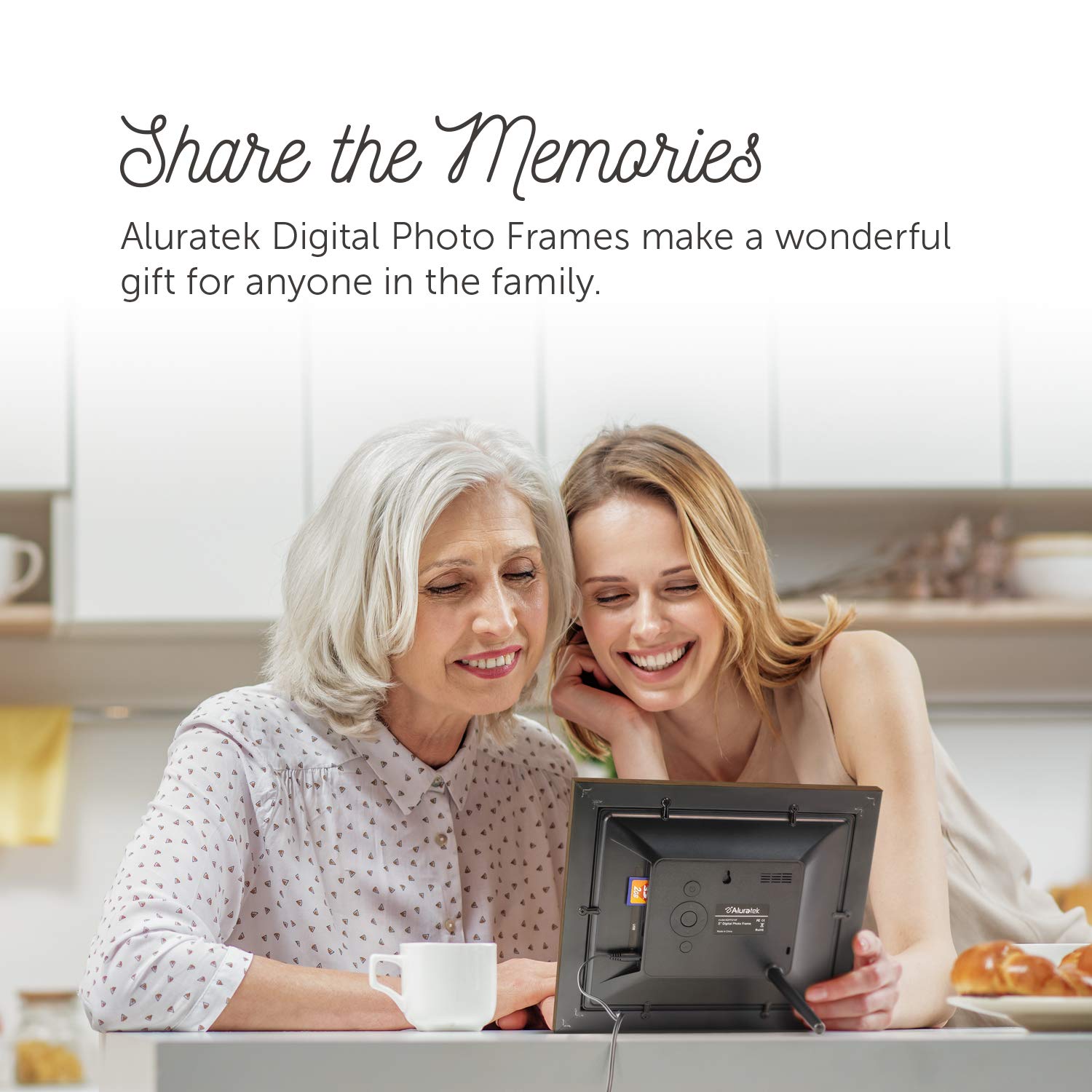 Aluratek 8    Distressed Wood Digital Photo Frame, Auto Slideshow, Usb/Sd/Sdhc Supported, Built In Clock & Calendar, Easy Setup,