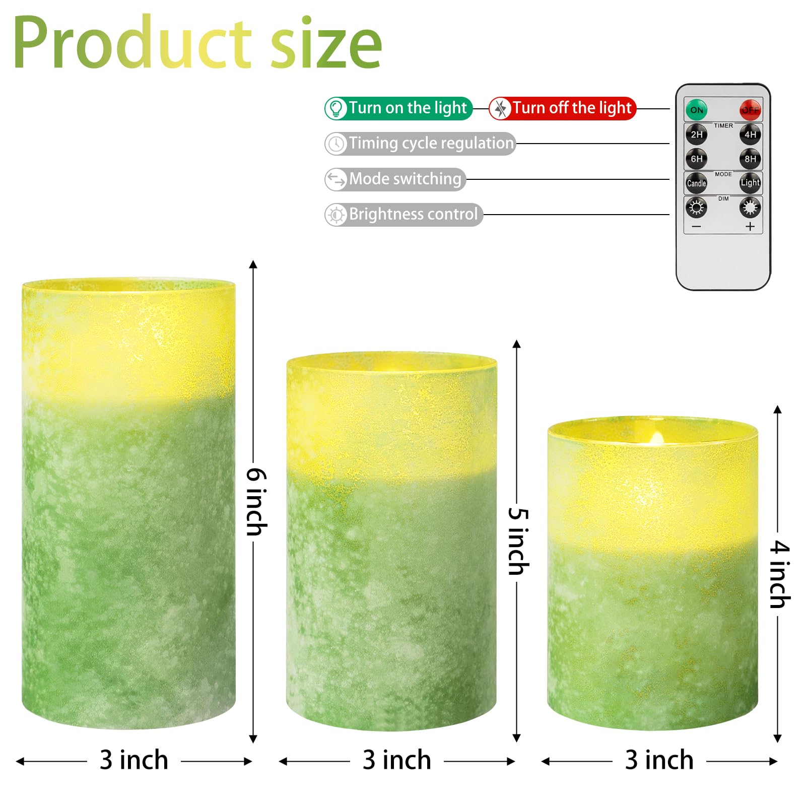 Angelloong Glass Led Candles Flickering, Flameless Battery Operated Candle With Remote, Pillar Electric Timer Candles For Home H