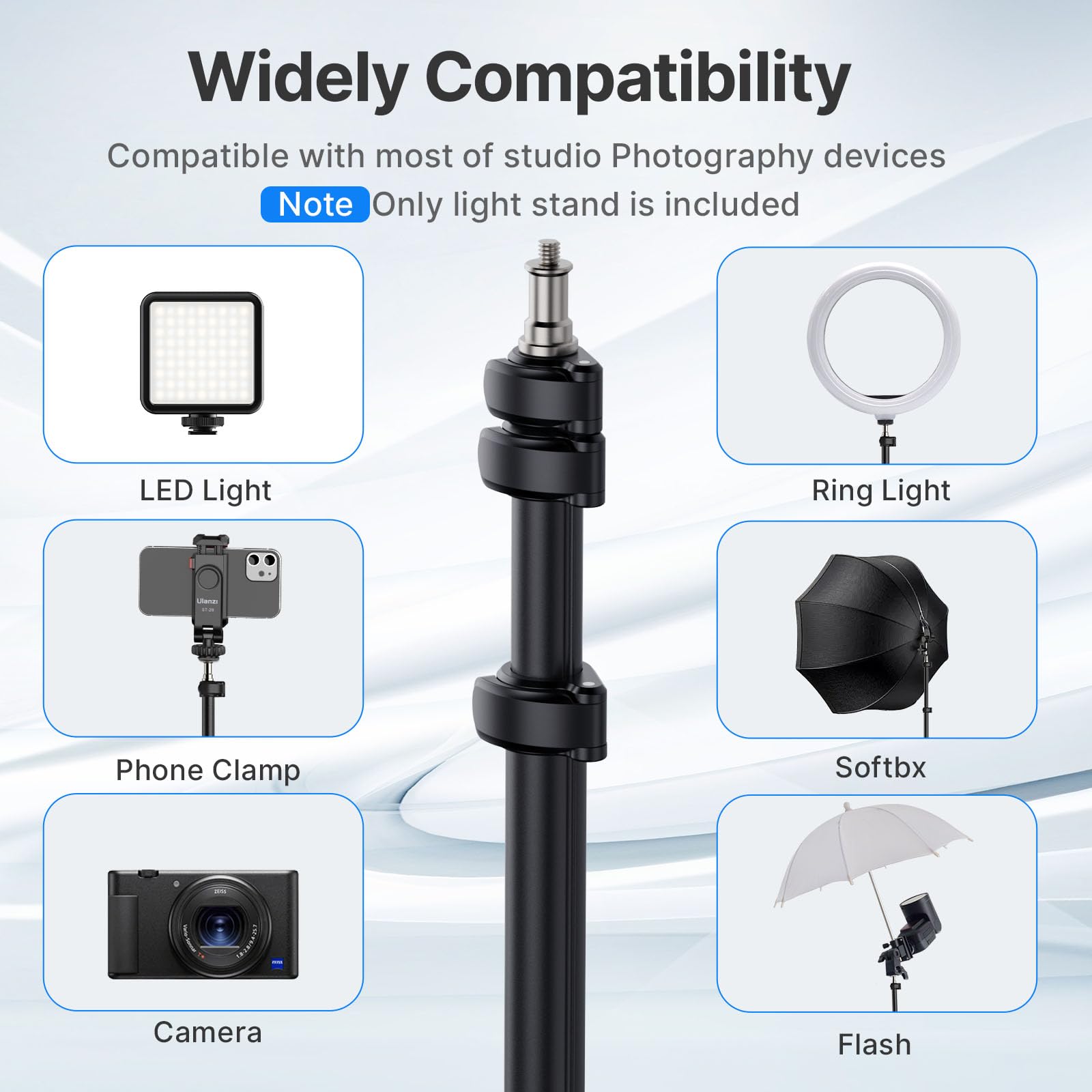 Ulanzi Tt43 Extendable Photography Light Stand, Adjustable 6.23Ft Aluminum Light Tripod, Reversible Portable Studio Lighting Tri