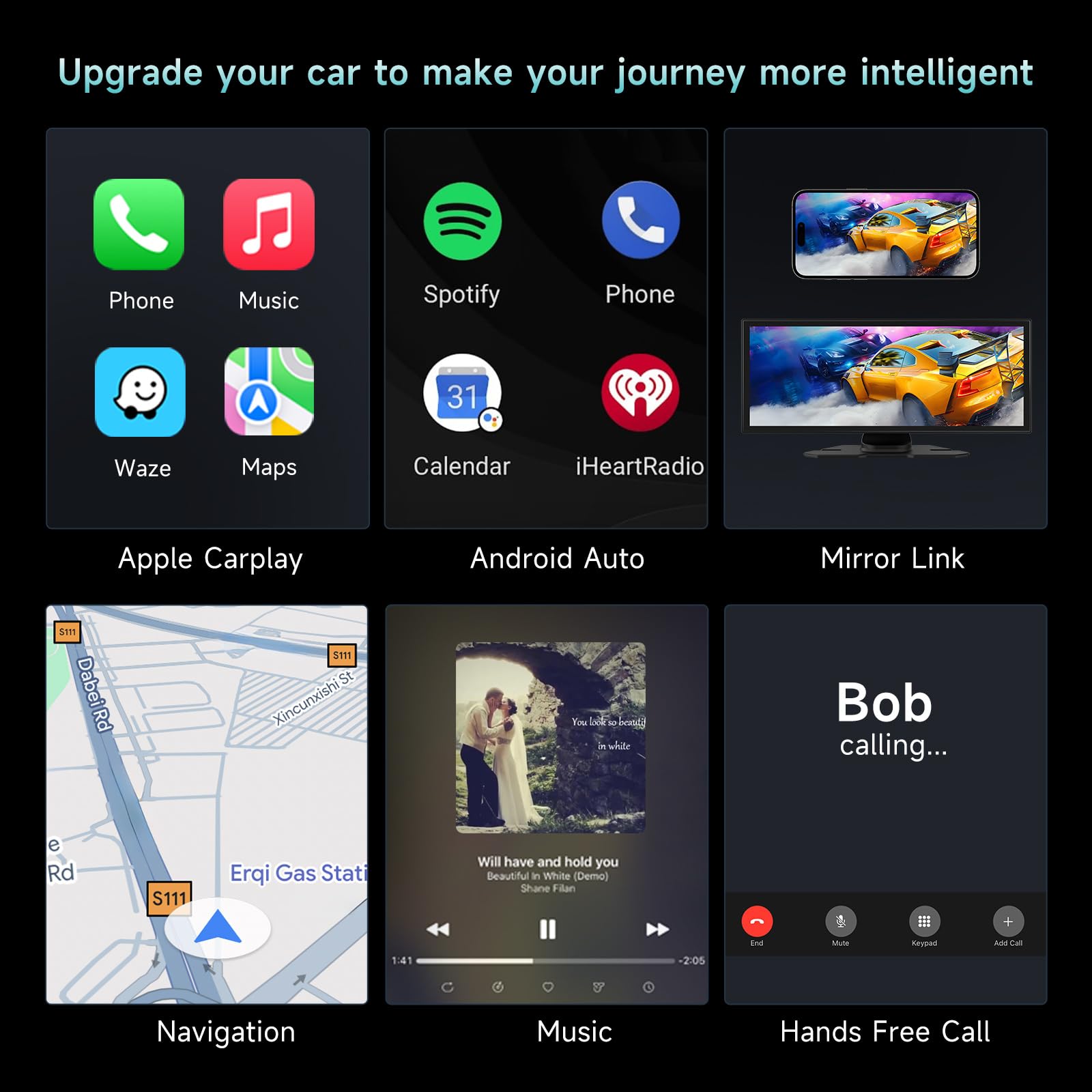 Upgrade Wireless Carplay Screen For Car With 4K Dash Cam, 11.26'' Portable A-Pple Carplay & Android Auto Car Stereo Touchscreen