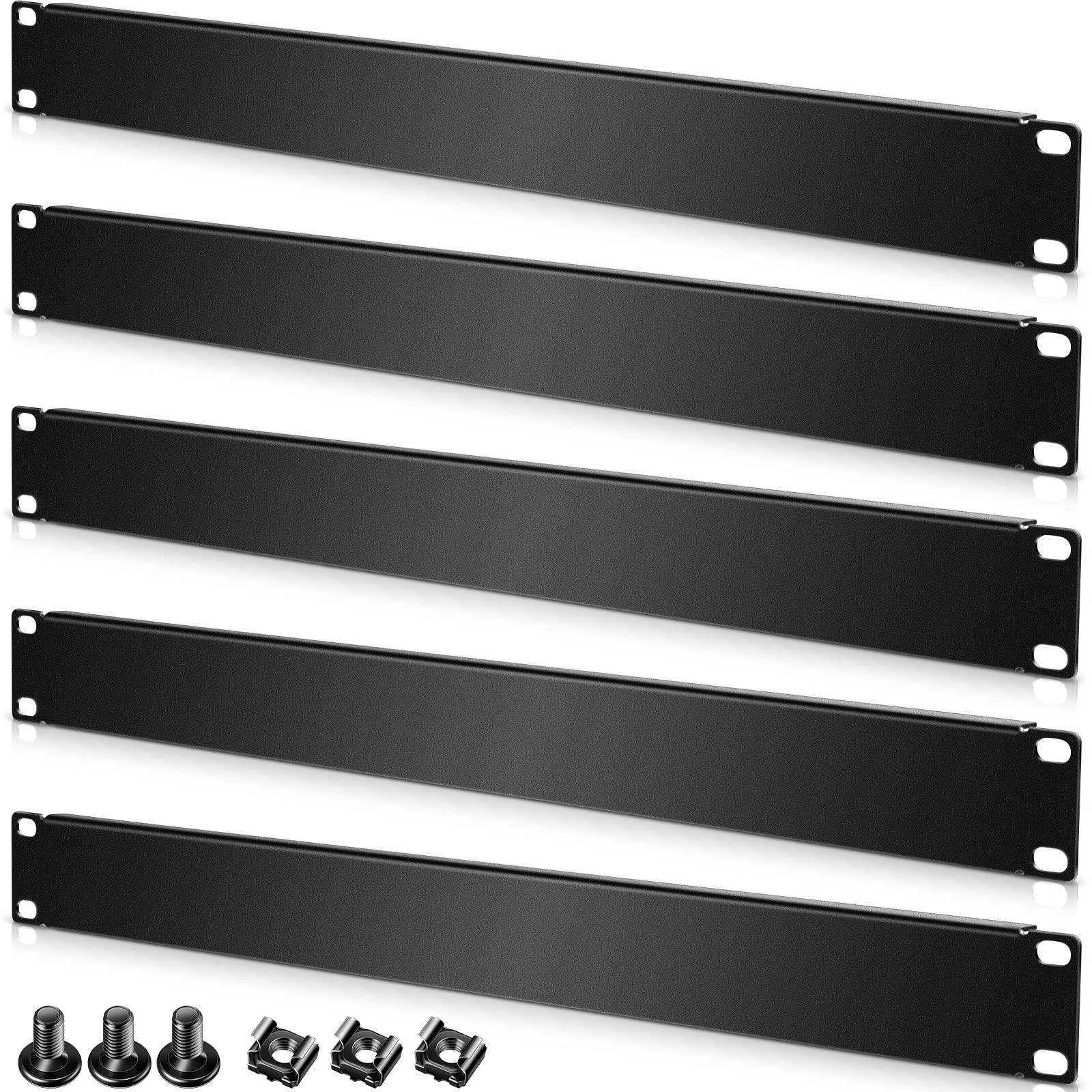 5 Pack Blank Panel Metal Rack Mount Filler Panel Blank Rack Mount Flat Metal Disassembled for 19 Inch Server Cabinet or Enclosur
