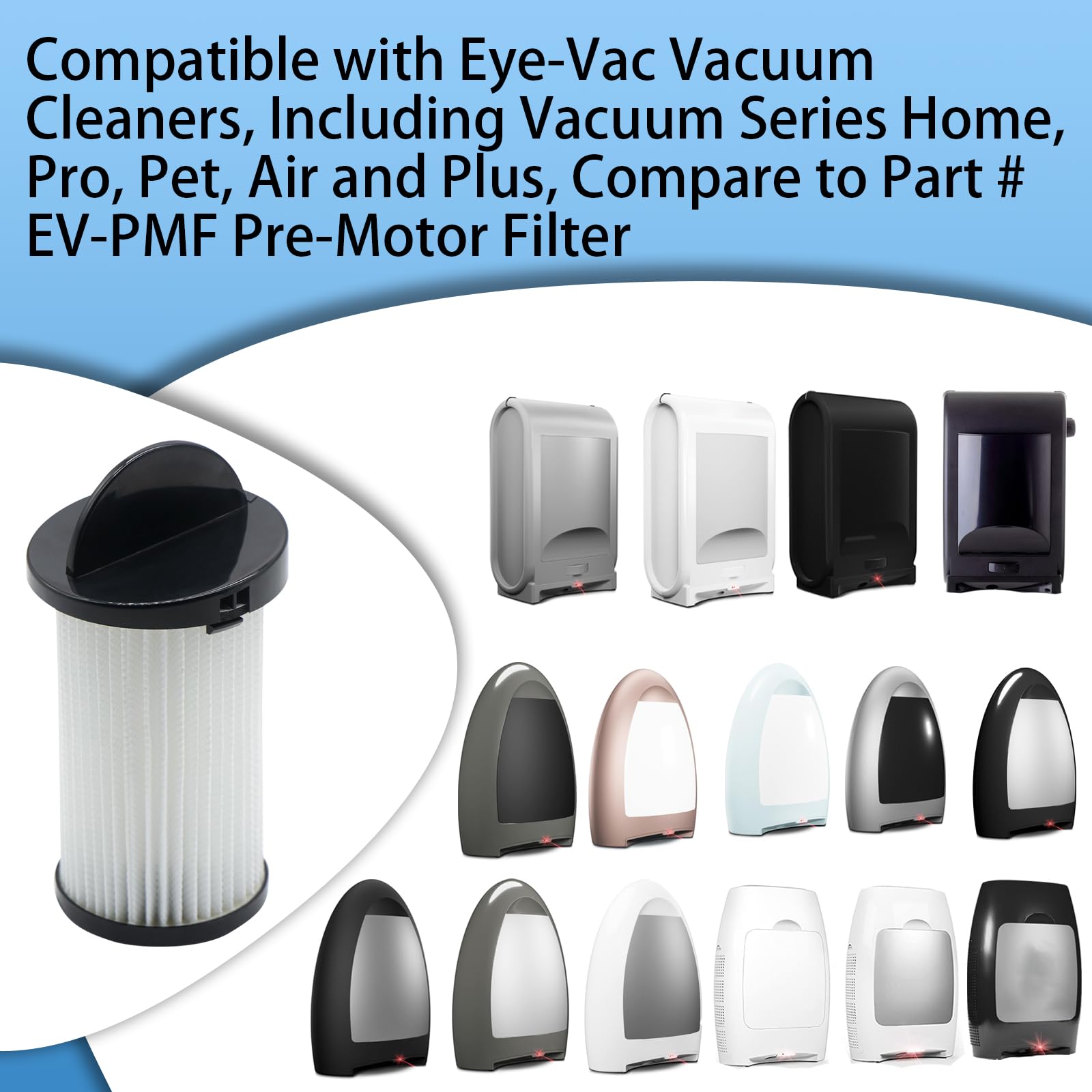 2 Pack Hepa Replacement Vacuum Pre Motor Filter Compatible With Eye Vac Series Home, Pro, Pet, Air And Plus, Also Compatible Wit