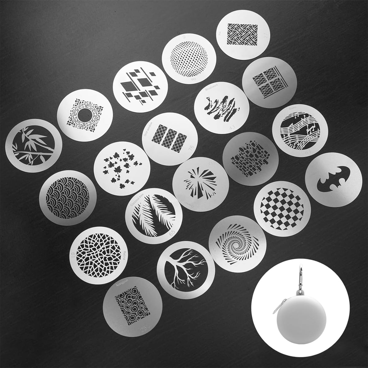 20Pcs Round Gobos Kit For Optical Snoot,66Mm/2.6In Metal Plate Patterns For Spotlight Attachment Compatible With Godox Bfp/Ot1/O