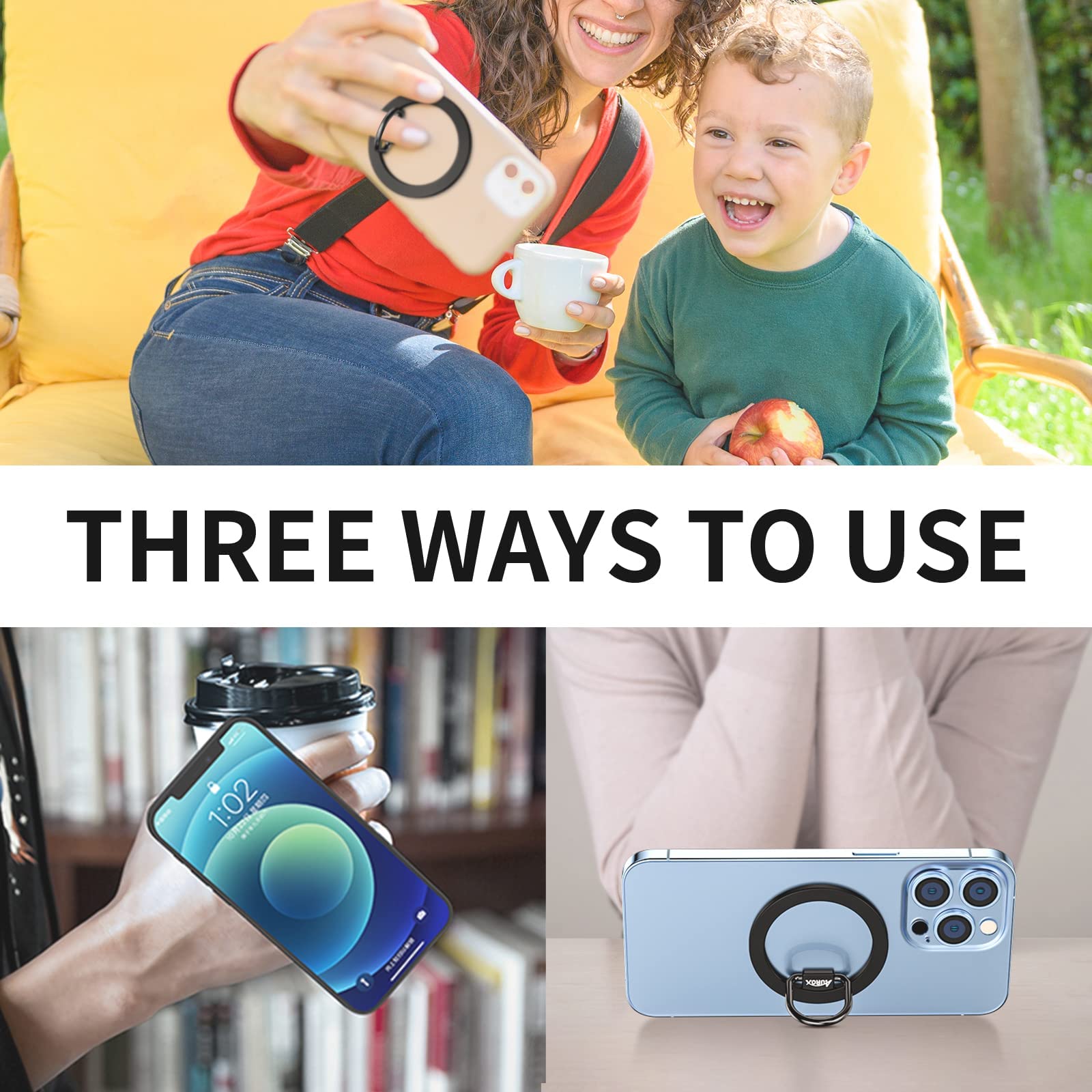 Aurox Magnetic Phone Ring Holder For Magsafe Phone Grip Adjustable Magnetic Phone Grip For Magsafe Accessories Finger Ring Grip