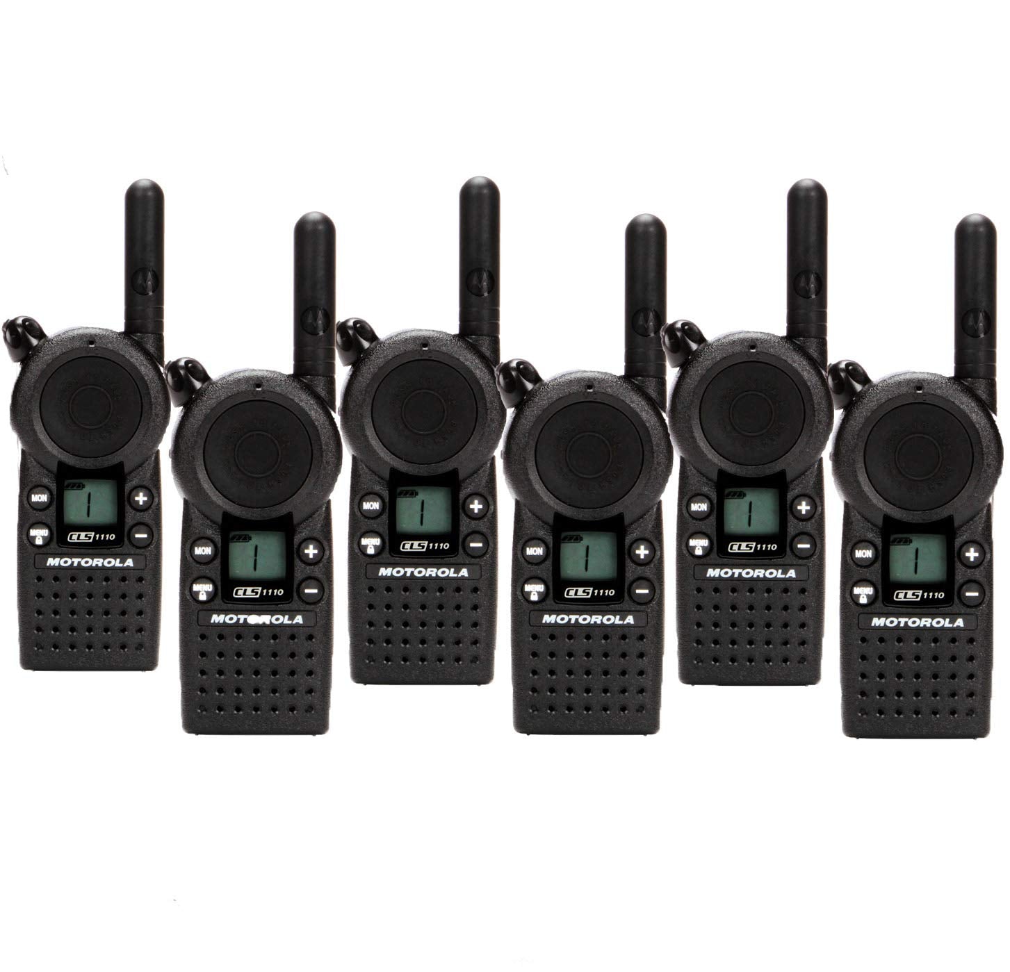 6 Pack Of Motorola Cls1110 Walkie Talkie Radios With Headsets & 6 Bank Charger