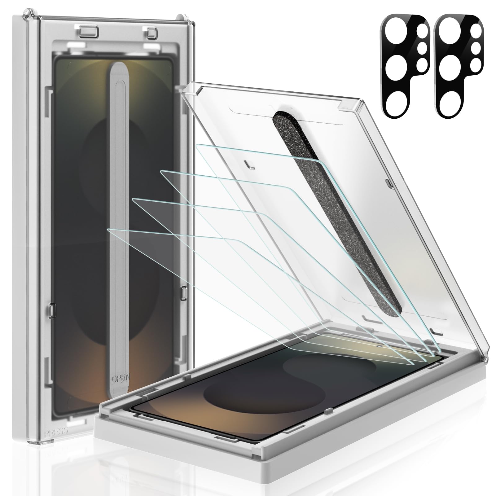 Mohave 4 Pack Screen Protector For Samsung Galaxy S25 Ultra 6.9'' With 2 Pack Camera Lens Protector [Auto Alignment/Dust Removal